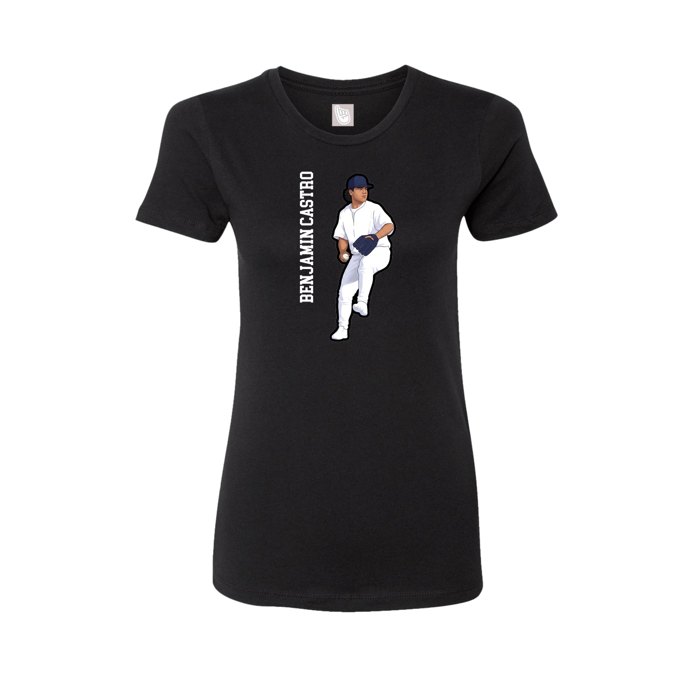 Fitted Women's Tee — Name Vertical in Black
