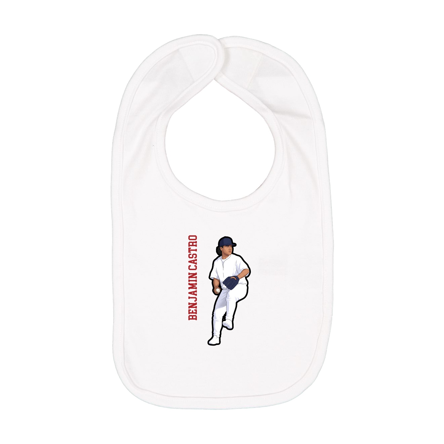 Infant Bib — Name Vertical in White