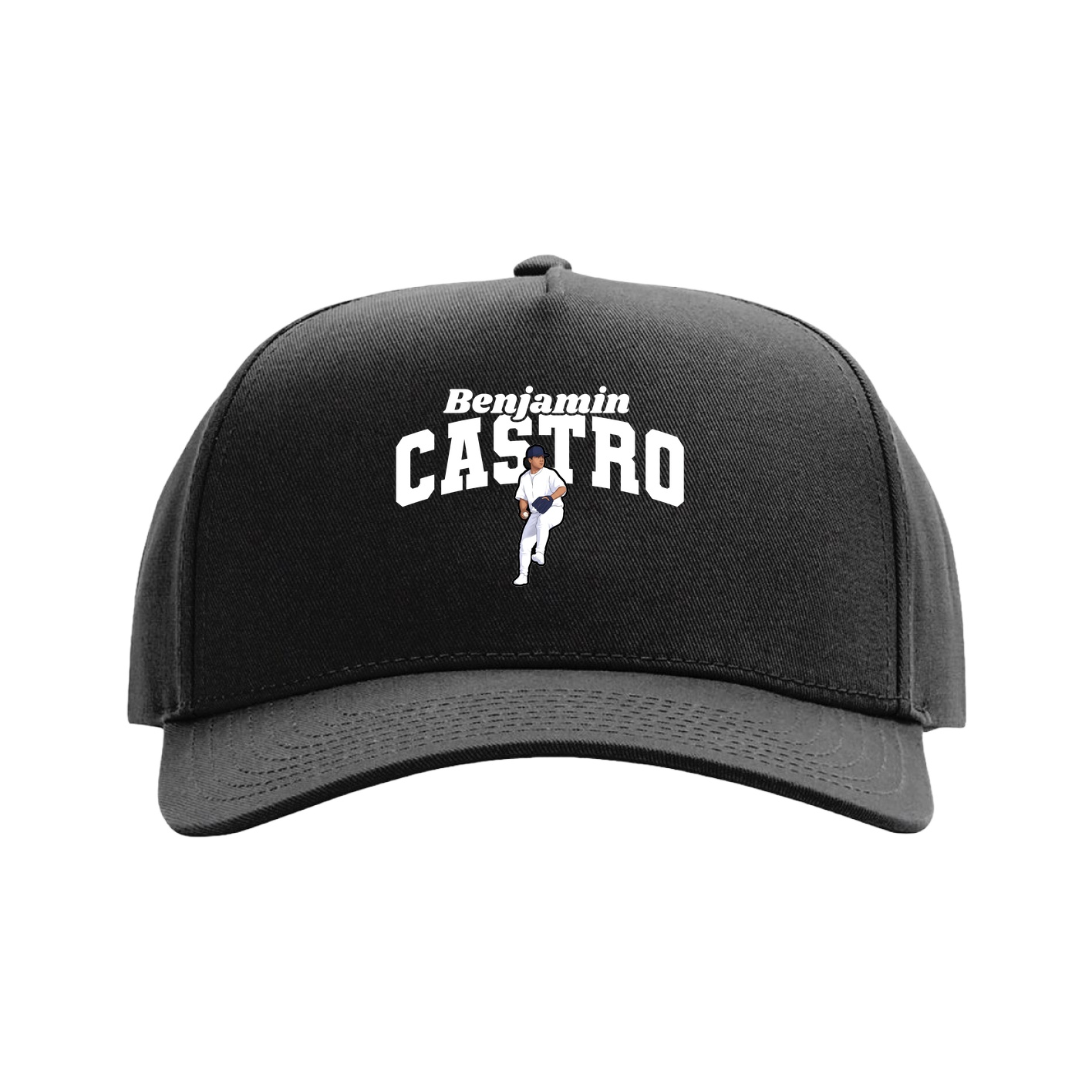 Full Fabric Five-Panel Champ Cap — Signature Arch in Black