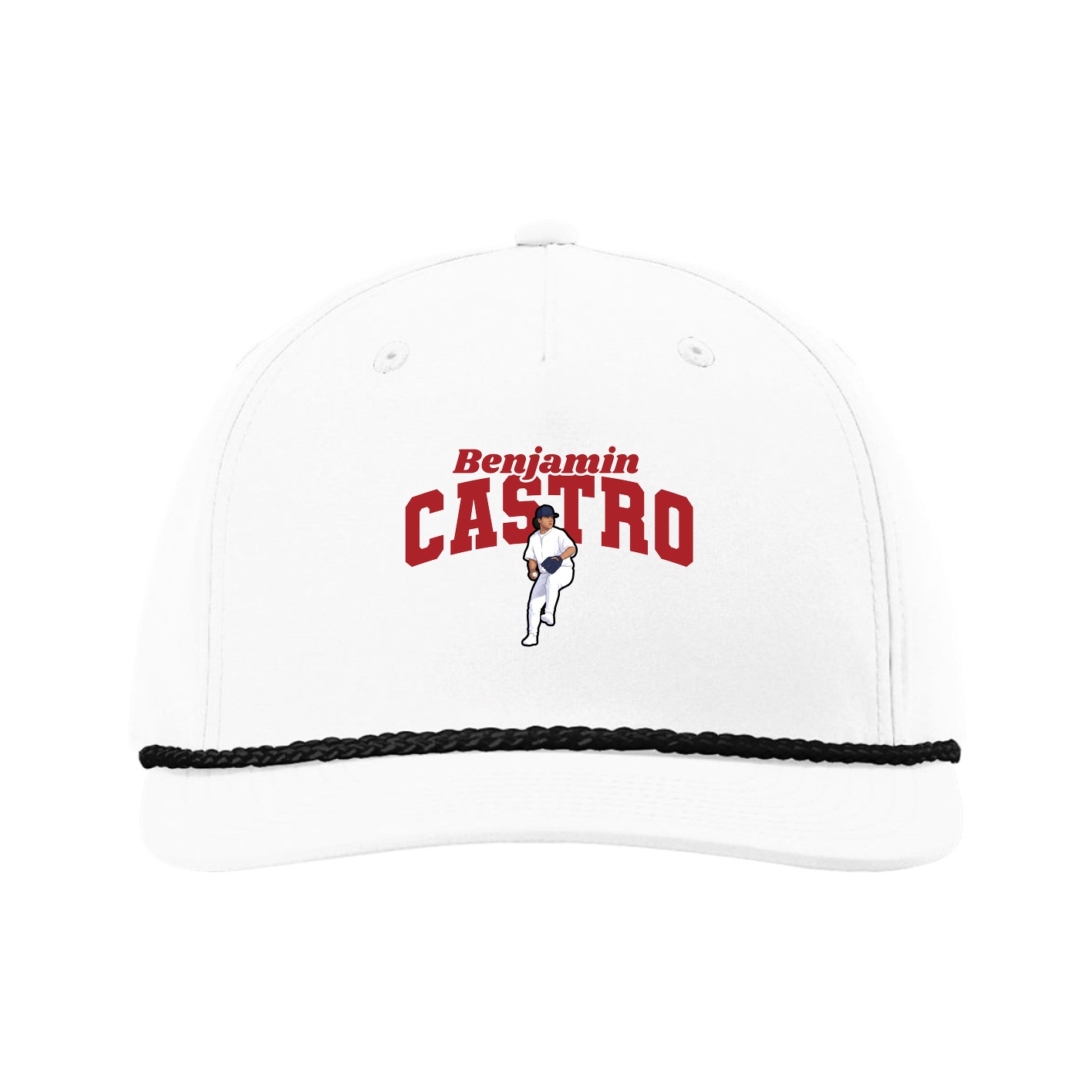 Five-Panel Classic Rope Cap — Signature Arch in White