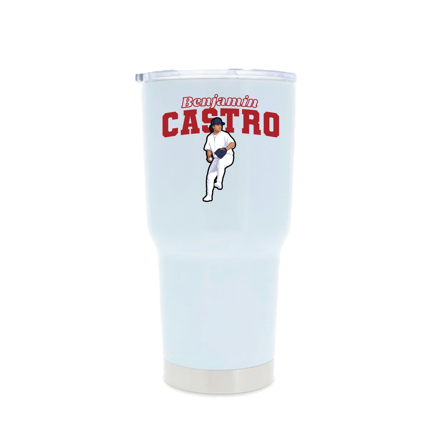 30oz Stainless Steel Tumbler — Name Arch in White