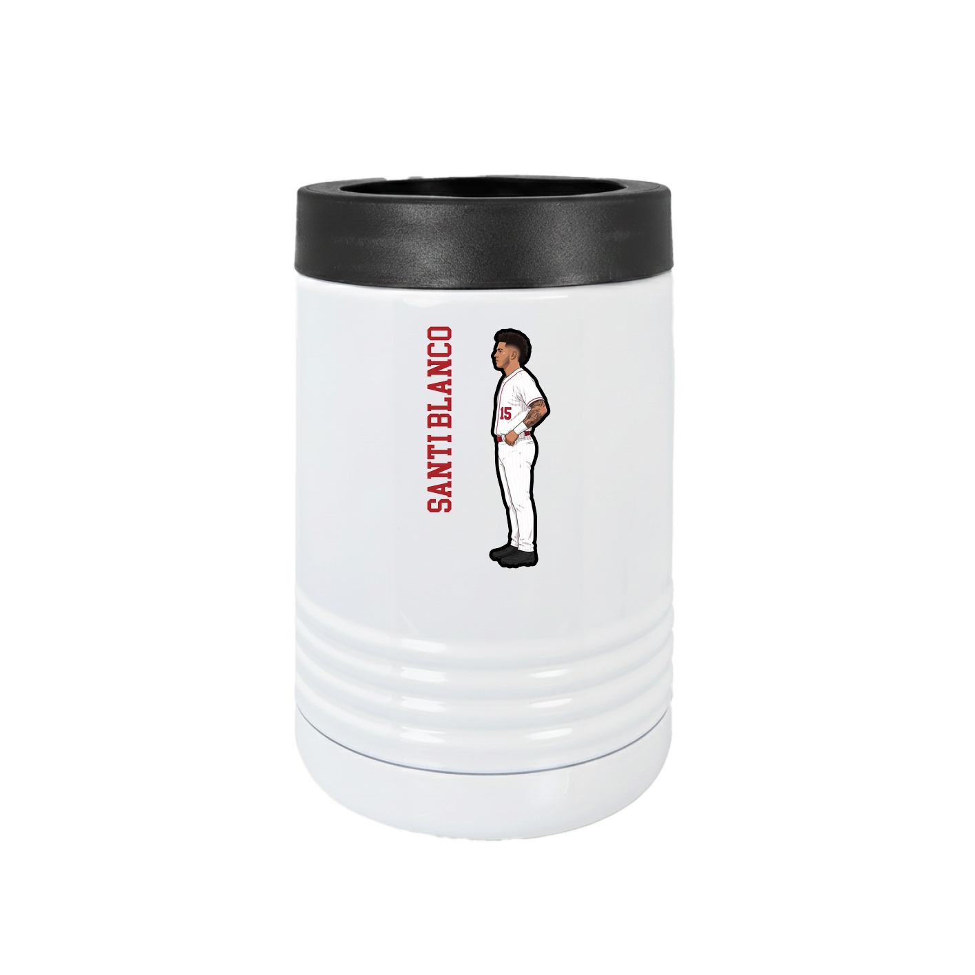 Beverage Holder — Name Vertical in White