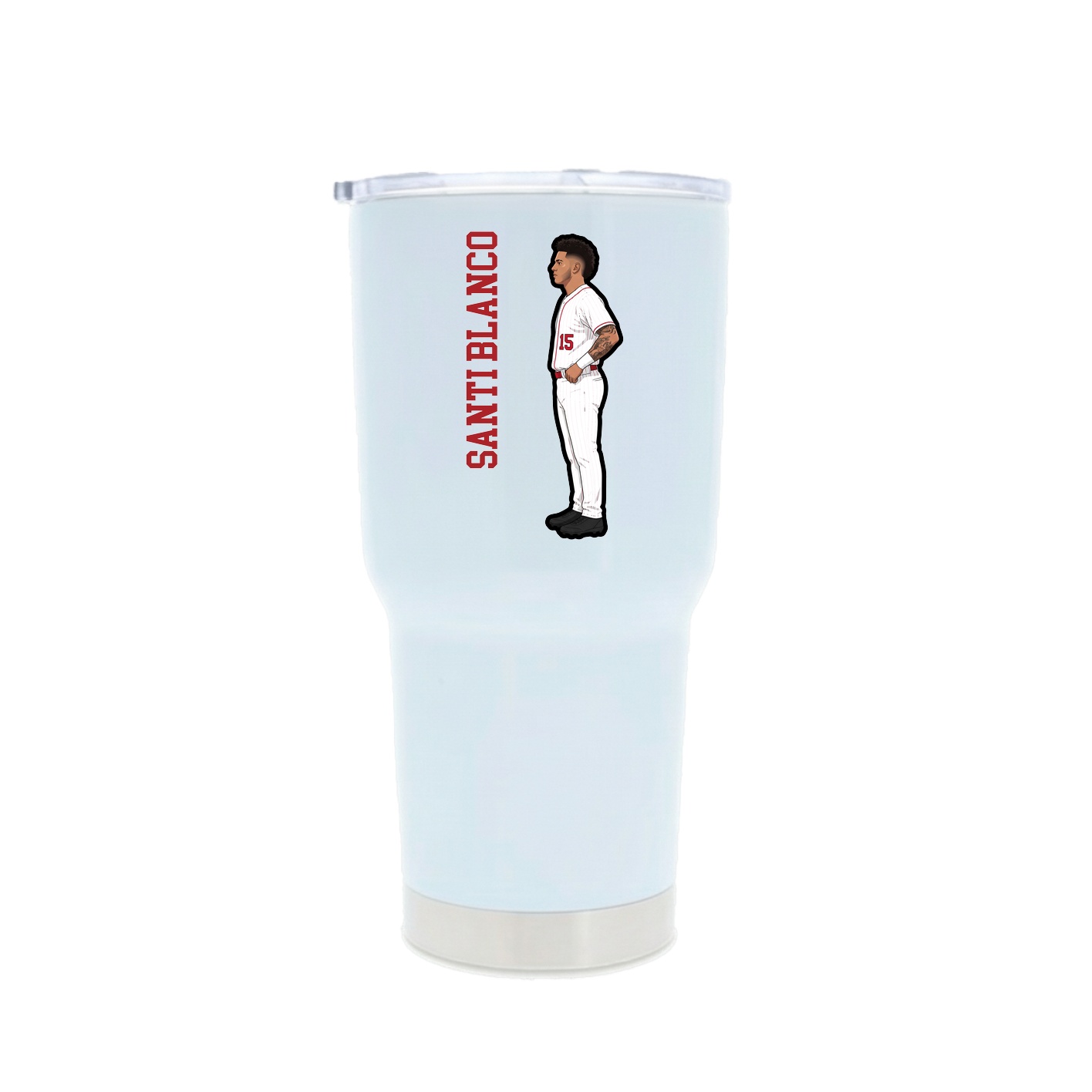 30oz Stainless Steel Tumbler — Name Vertical in White