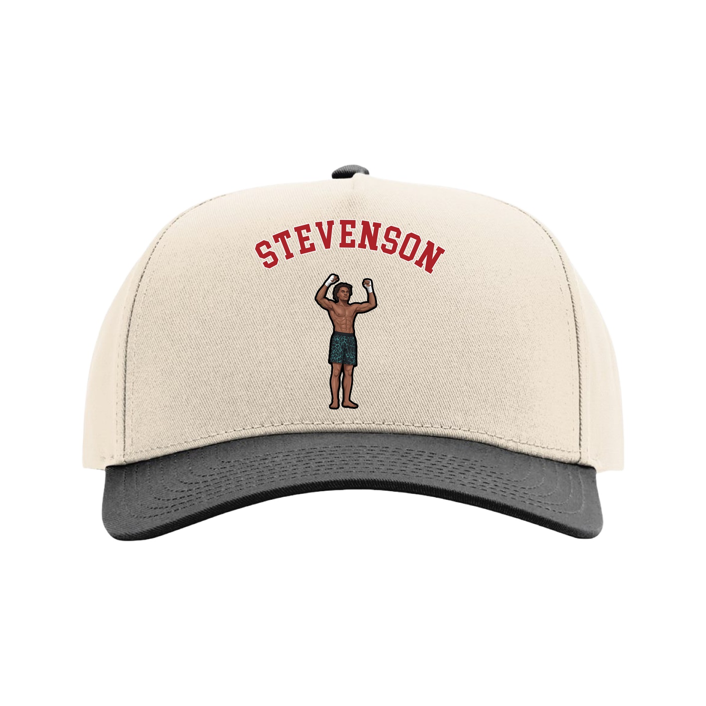 Full Fabric Five-Panel Champ Cap — Shirsey Arch in Cream/Black
