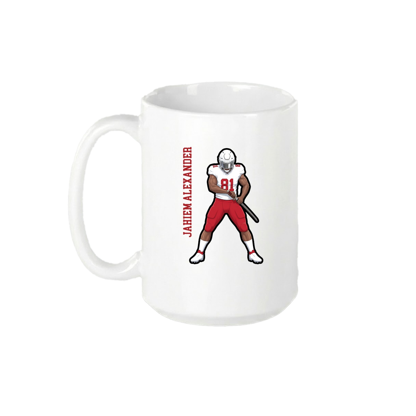 15oz Coffee Mug — Name Vertical in White