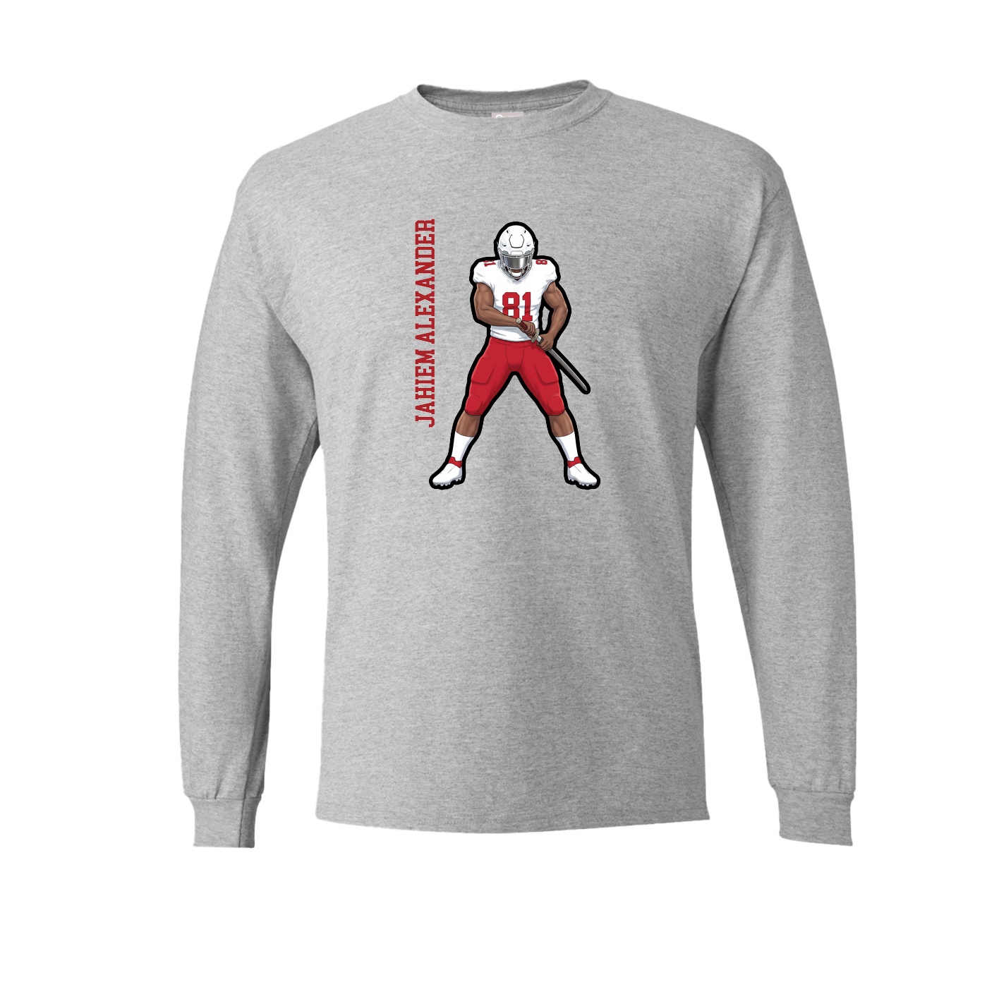 Long Sleeve Tee — Name Vertical in Grey