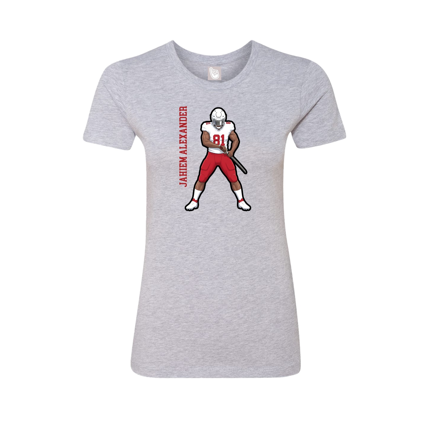 Womens Tee — Name Vertical in Grey