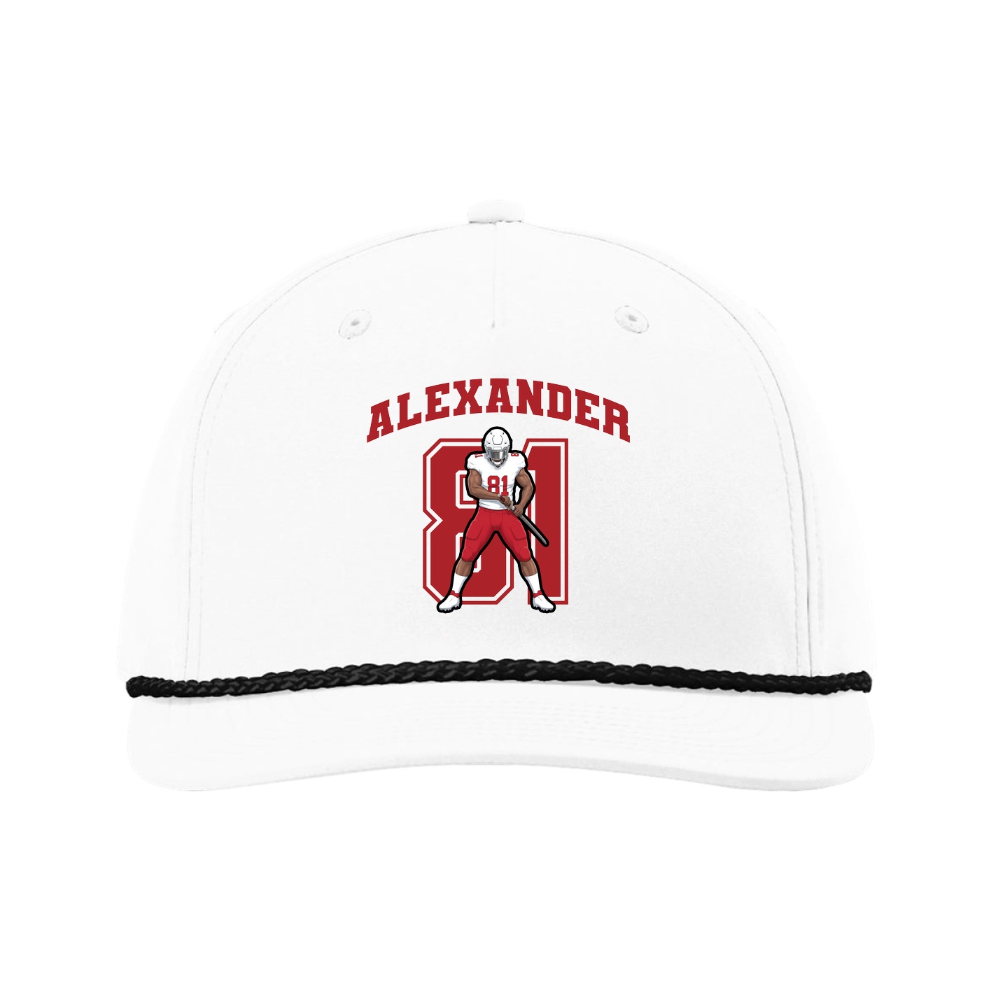 Five-Panel Classic Rope Cap — Number in White