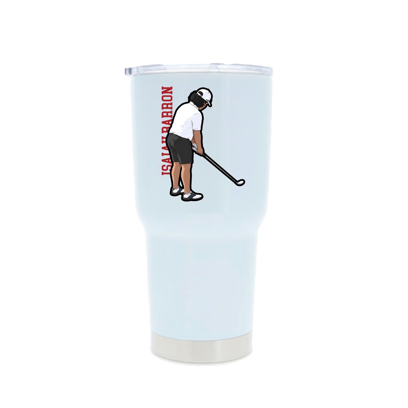 30oz Stainless Steel Tumbler — Name Vertical in White