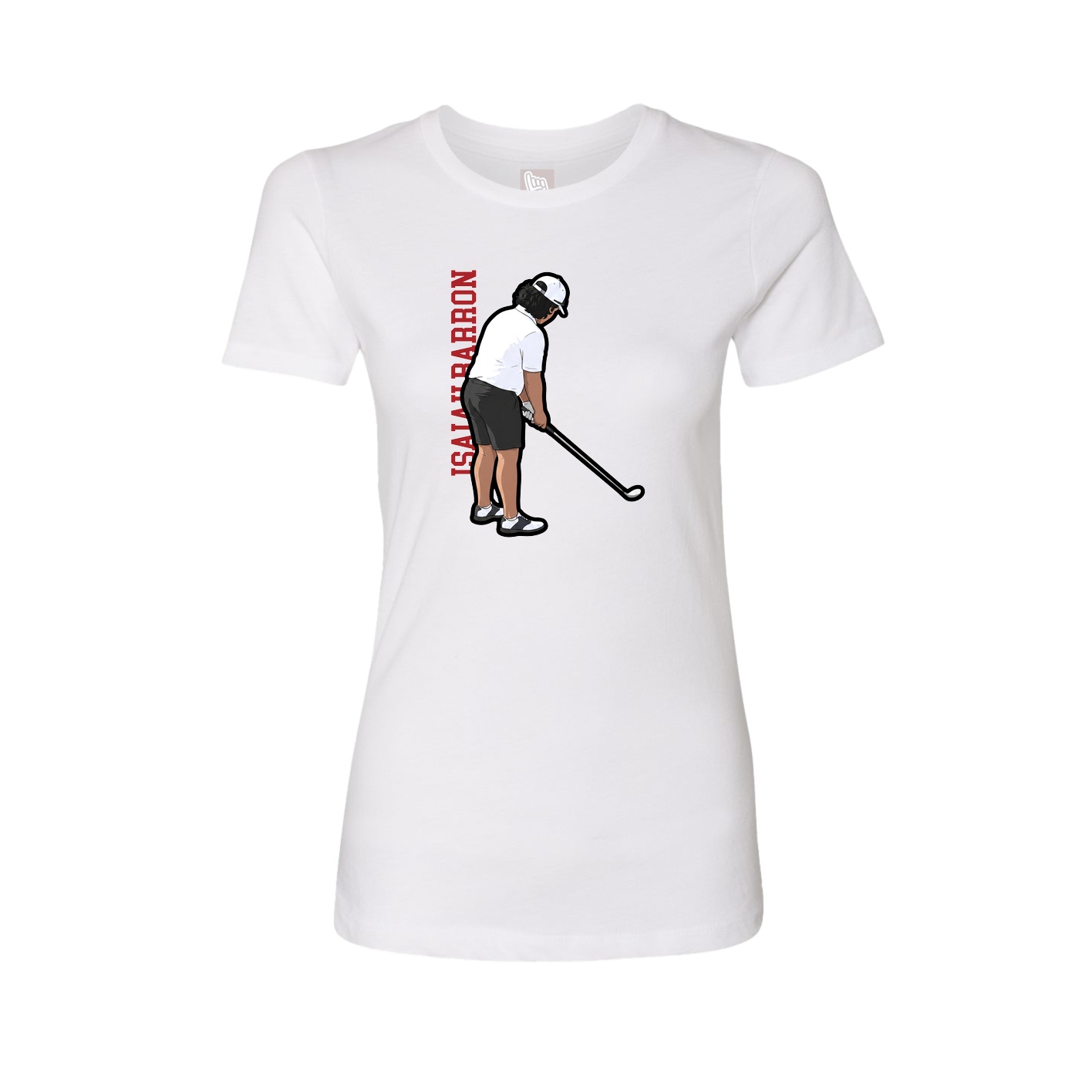 Fitted Women's Tee — Name Vertical in White