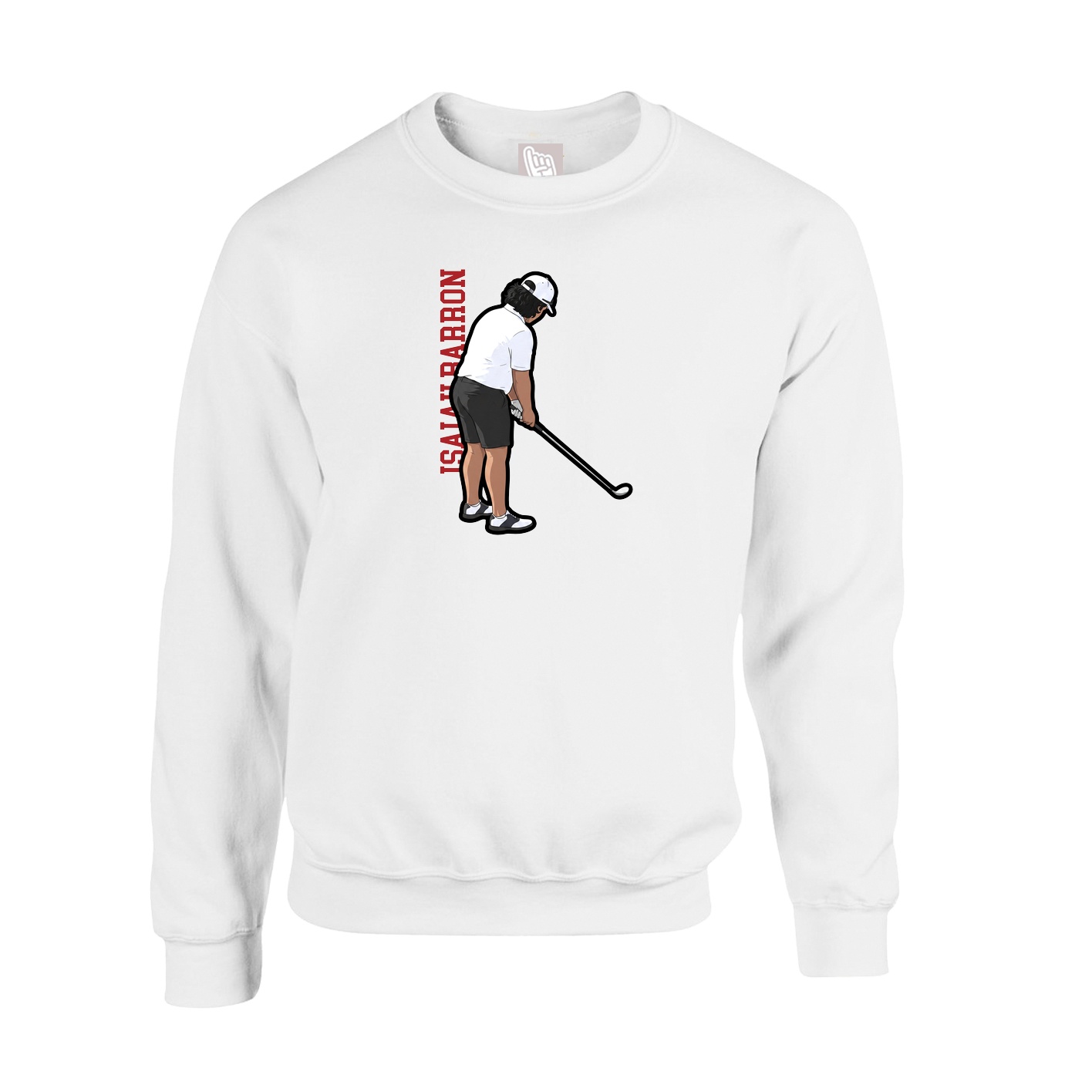 Fleece Crew — Name Vertical in White