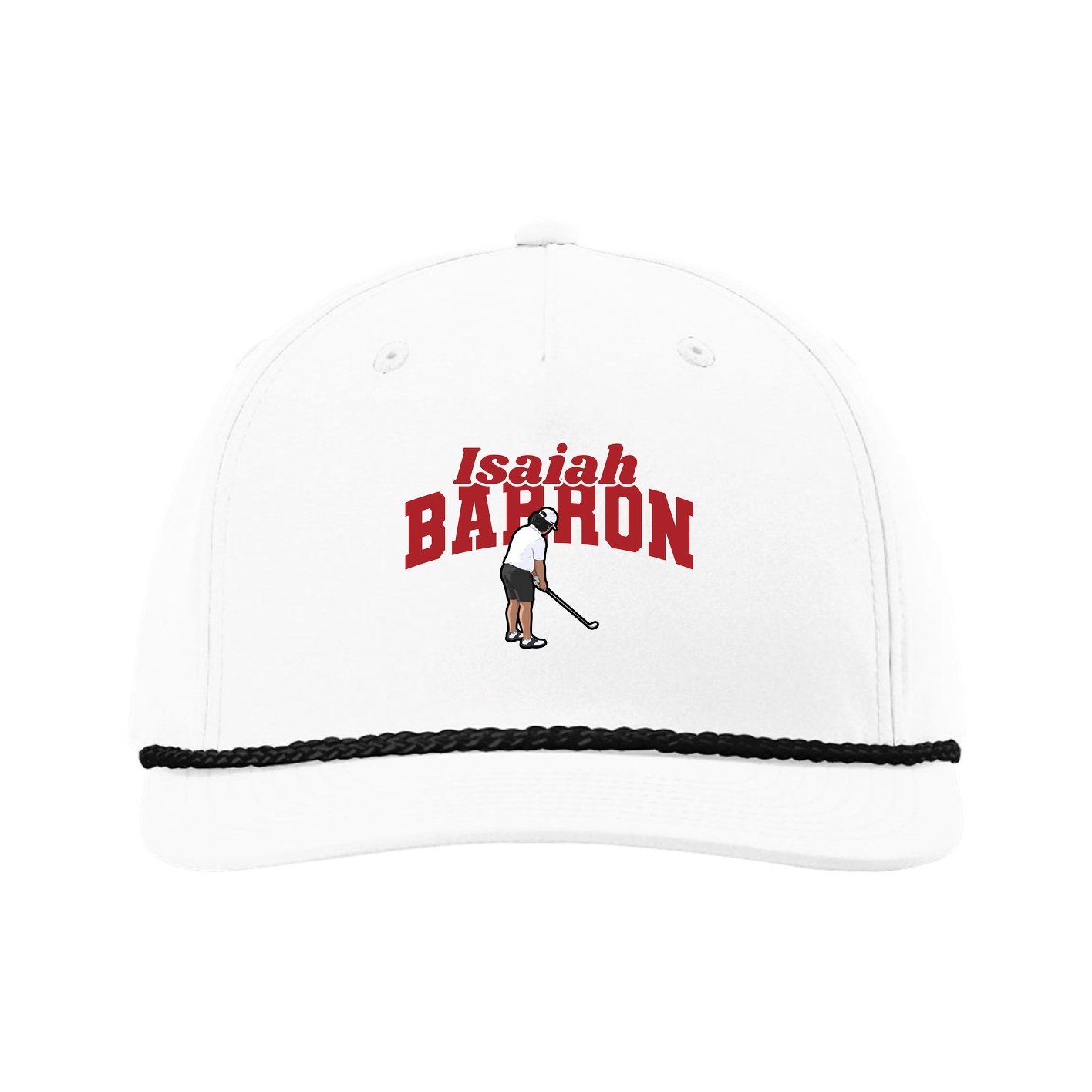 Five-Panel Classic Rope Cap — Signature Arch in White