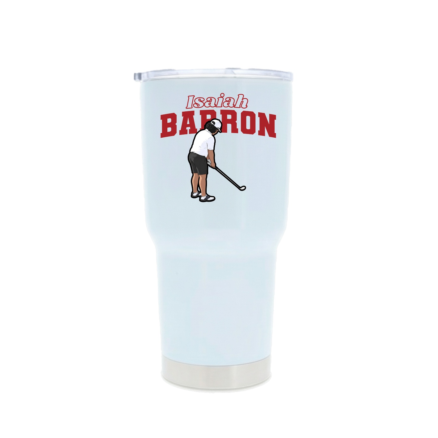 30oz Stainless Steel Tumbler — Name Arch in White