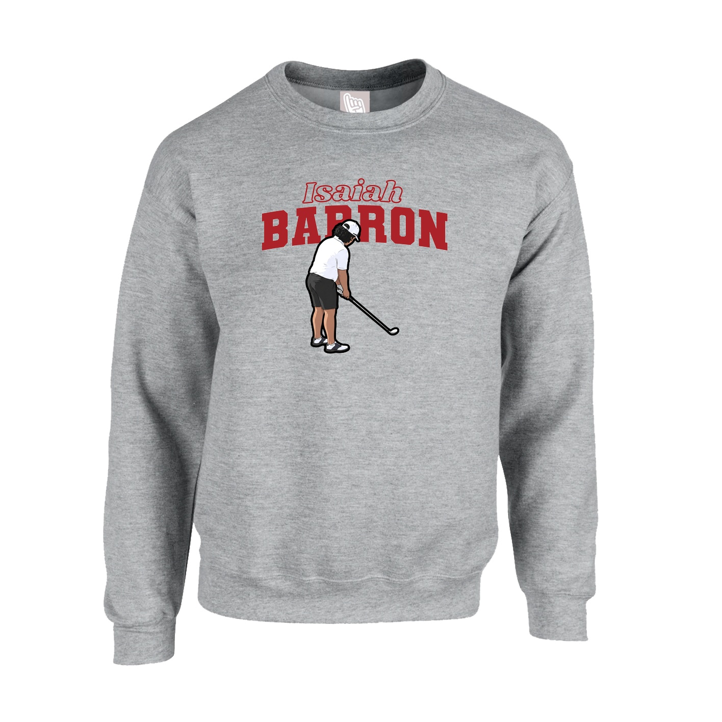 Fleece Crew — Name Arch in Grey