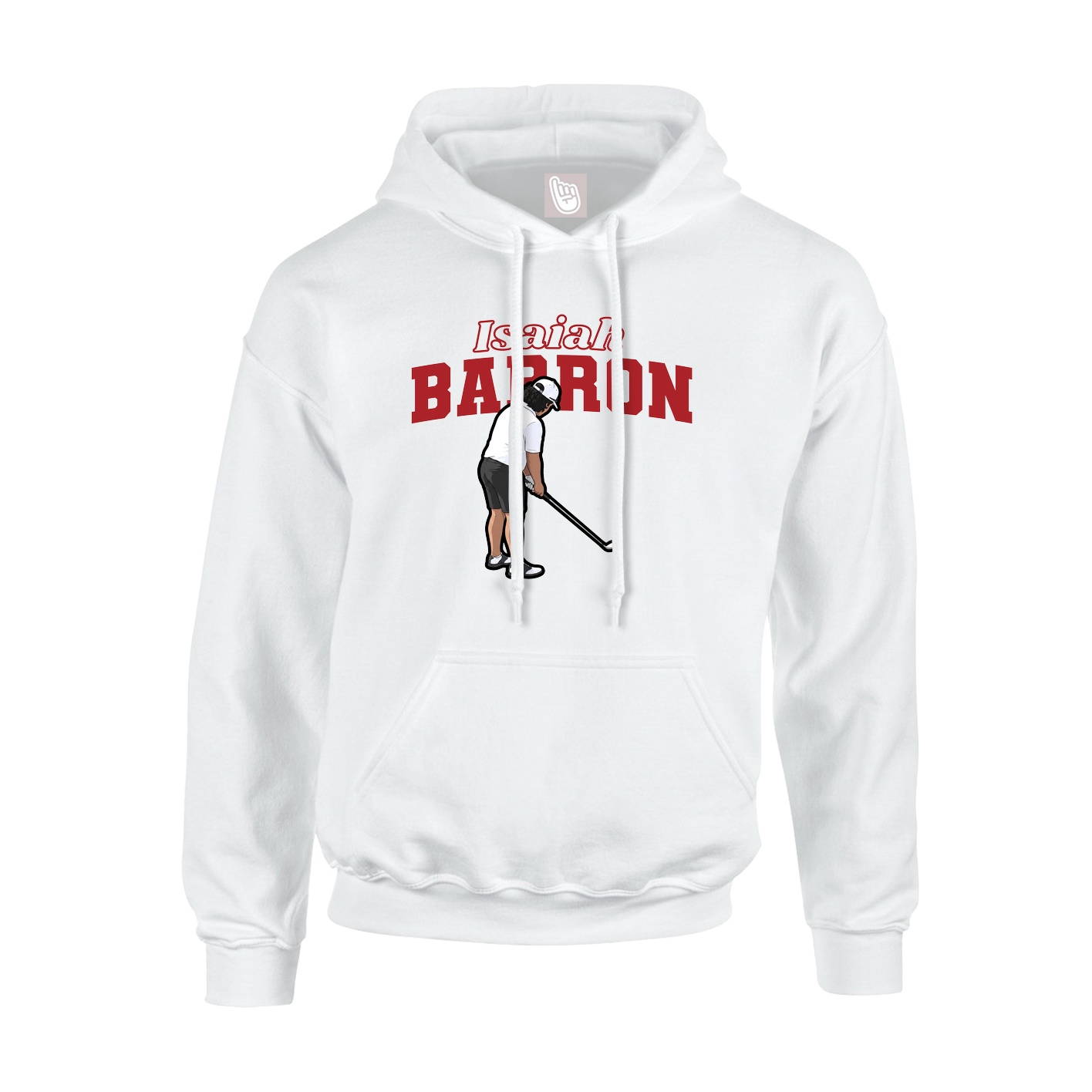 Youth Hoodie — Name Arch in White
