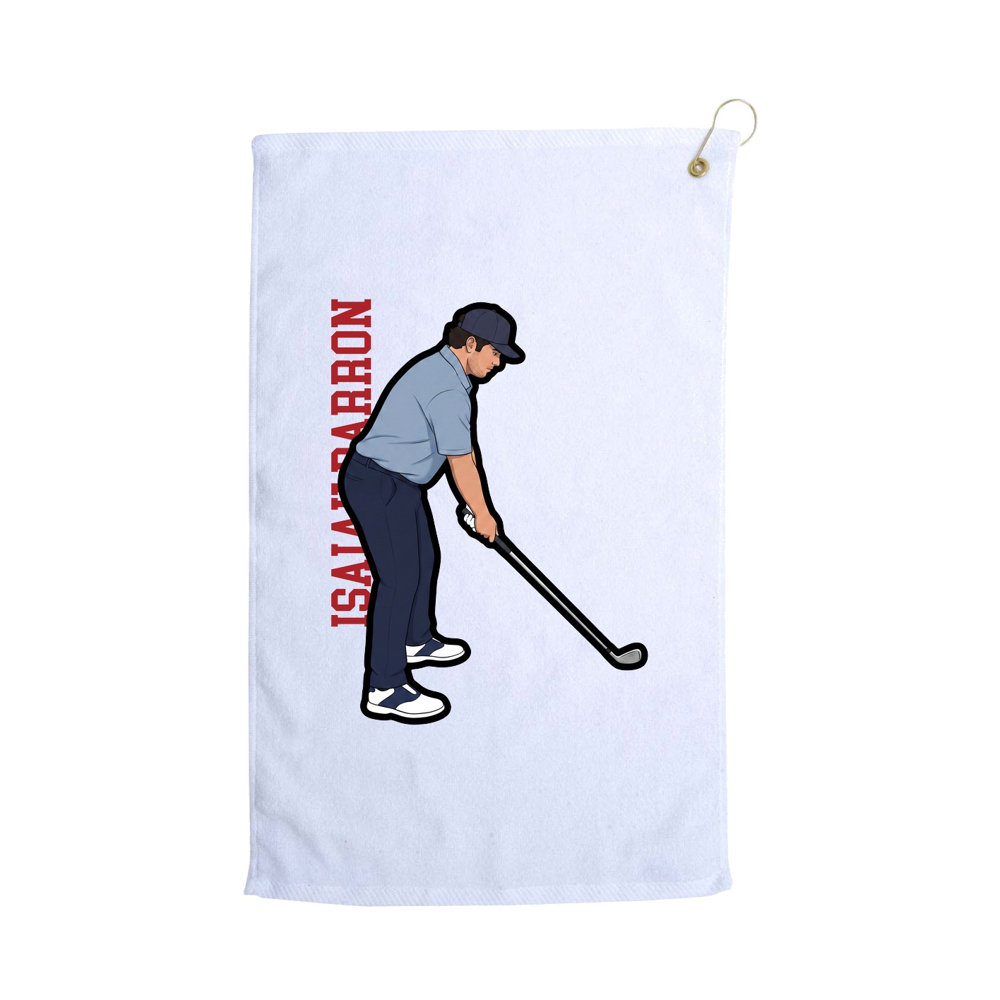 Golf Towel — Name Vertical in White