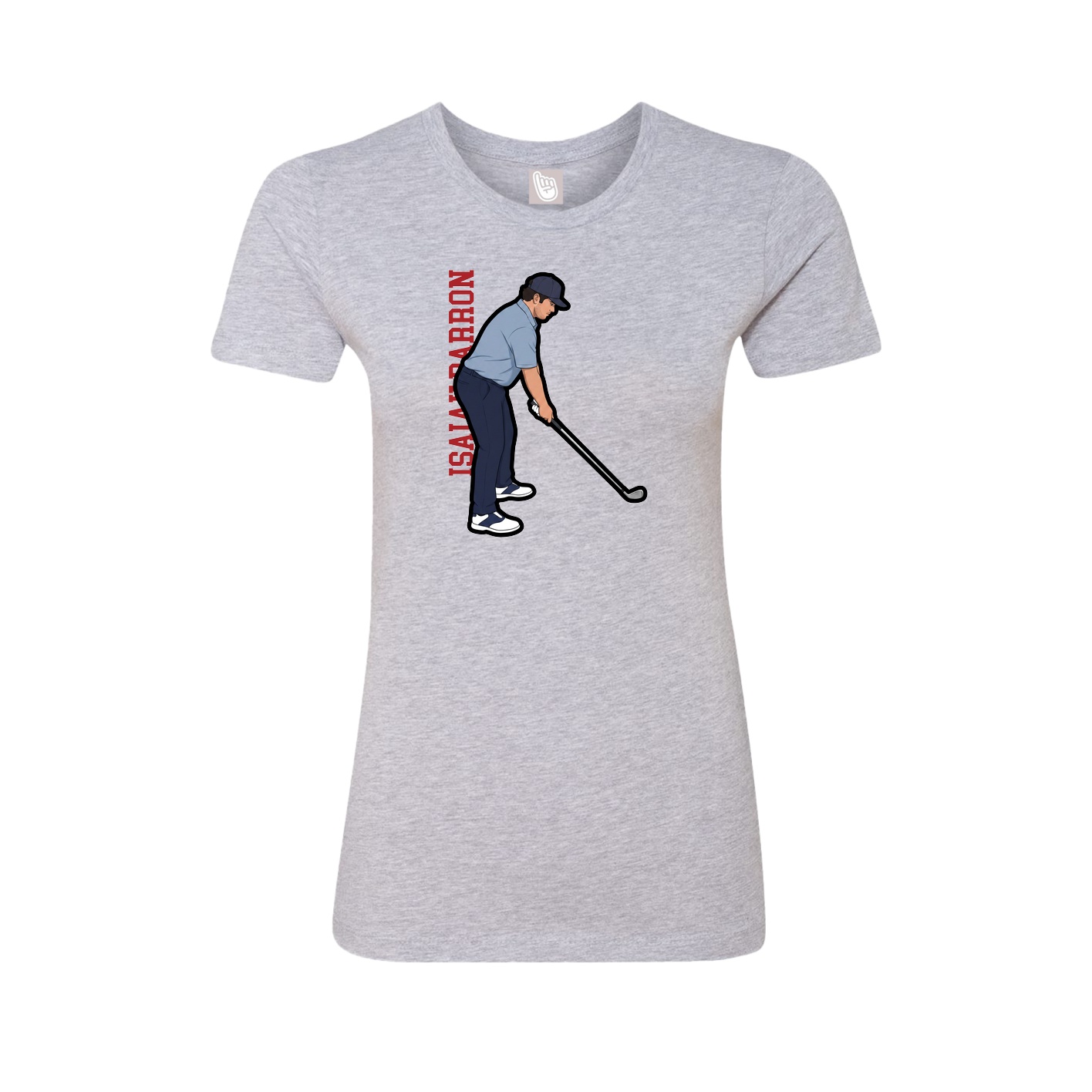Fitted Women's Tee — Name Vertical in Grey