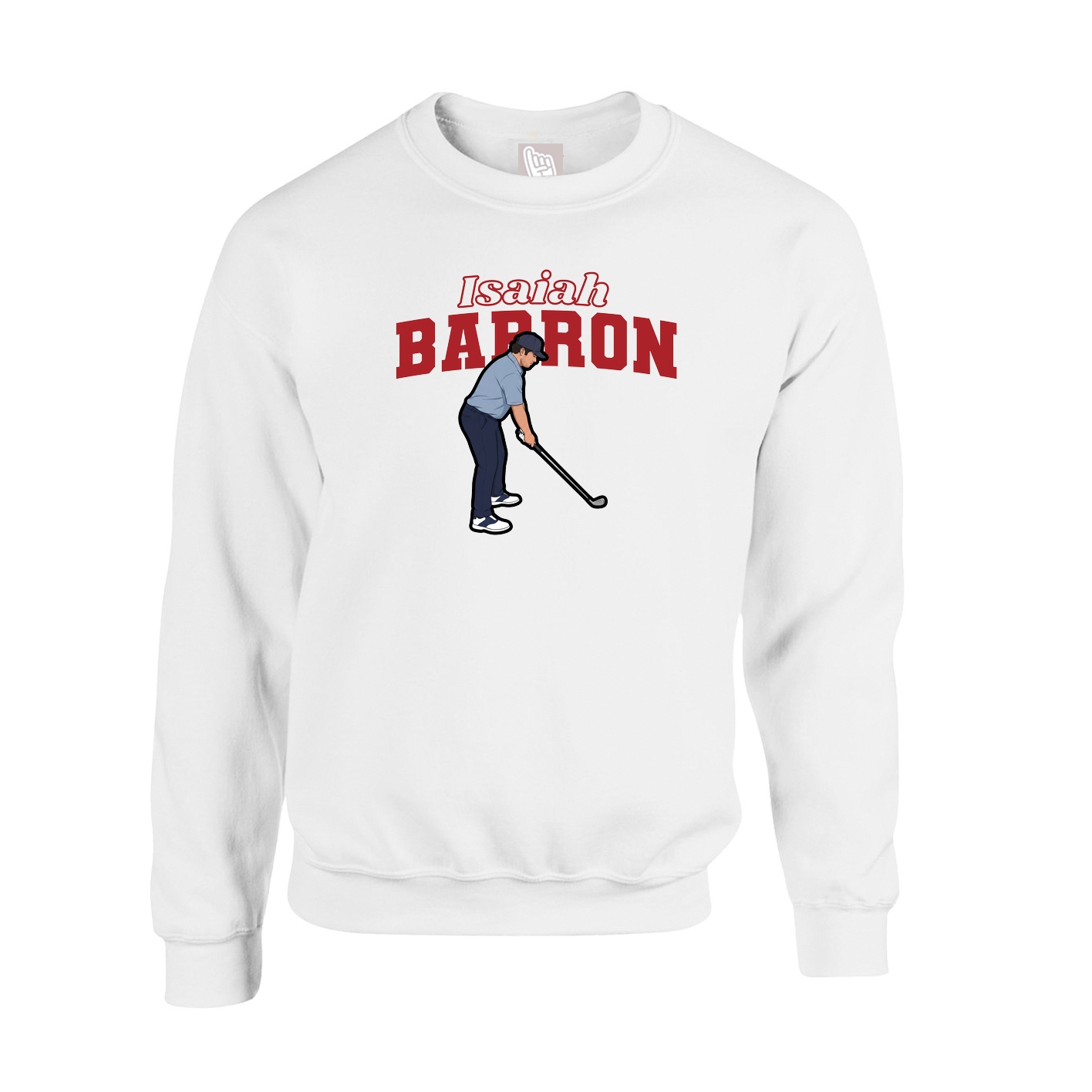 Fleece Crew — Name Arch in White