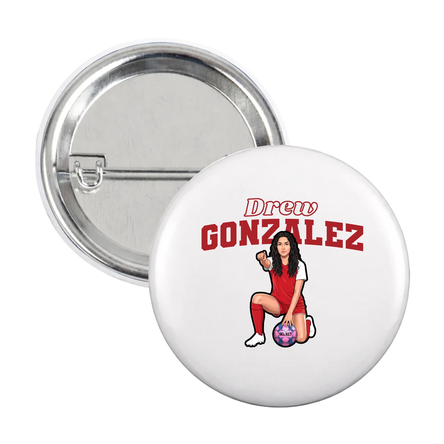 Game Day Button — Name Arch in White