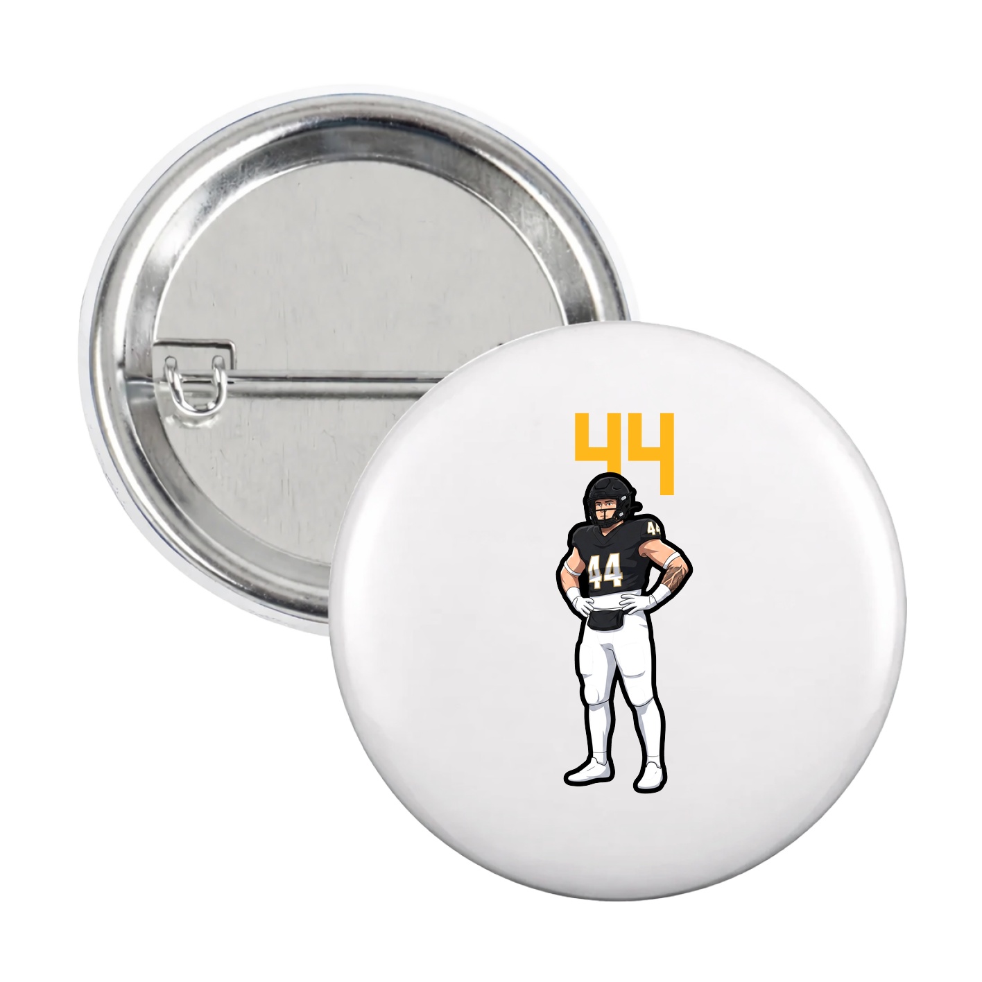 Game Day Button — Number Top in White