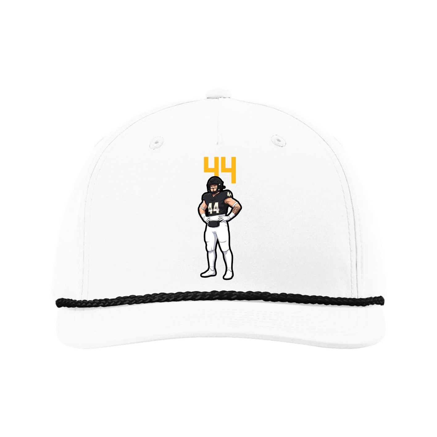 Five-Panel Classic Rope Cap — Number Top in White