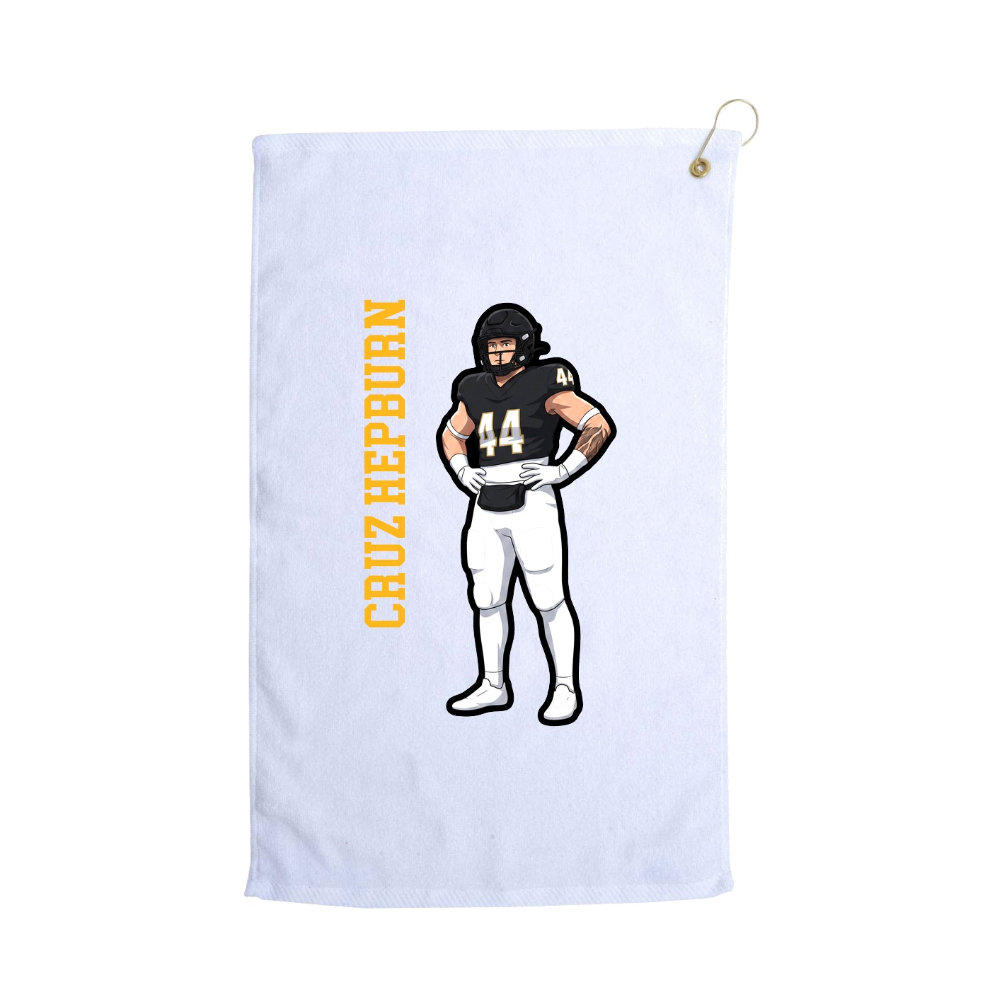Golf Towel — Name Vertical in White