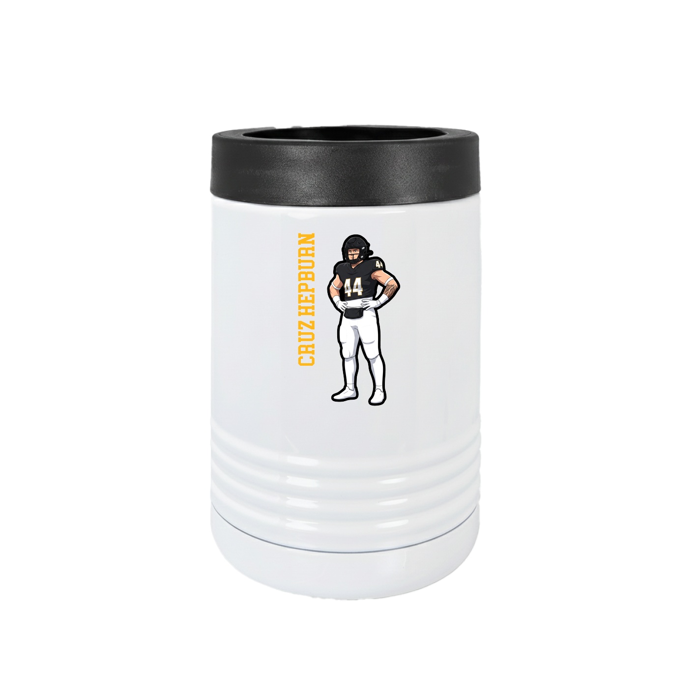 Beverage Holder — Name Vertical in White