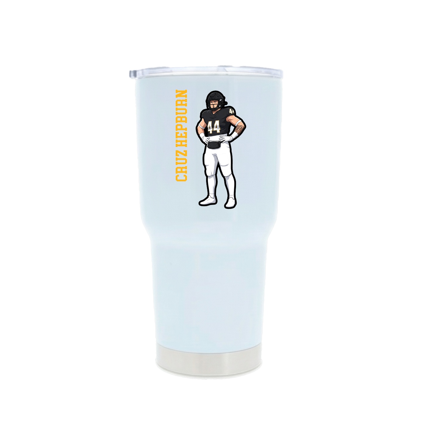 30oz Stainless Steel Tumbler — Name Vertical in White