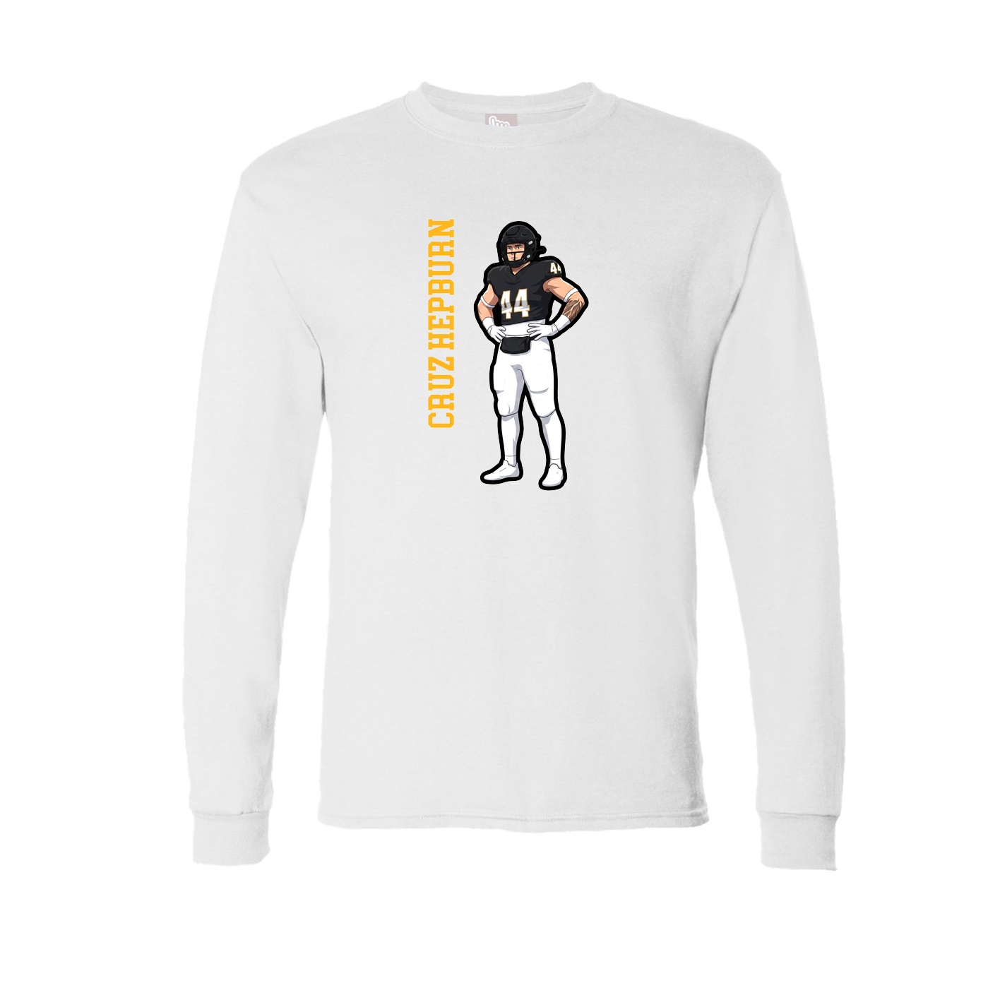Long Sleeve Tee — Name Vertical in White