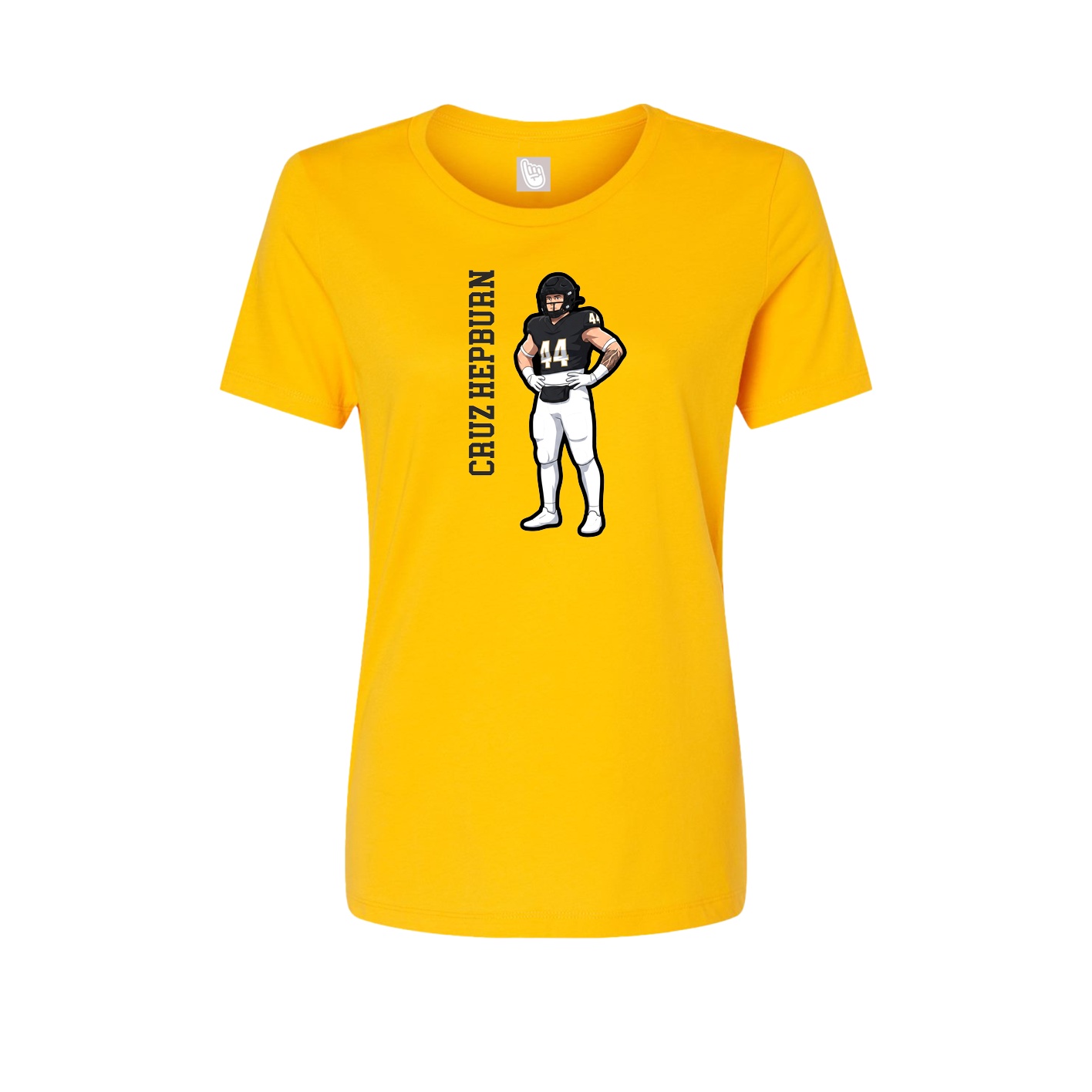 Womens Tee — Name Vertical in Gold