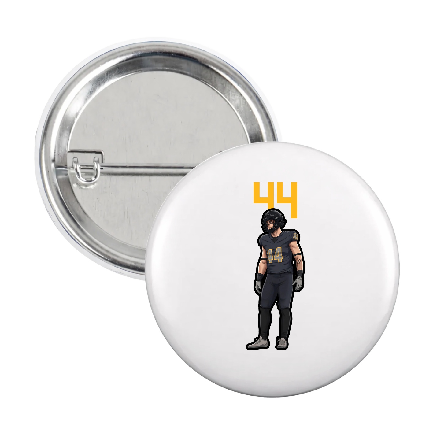 Game Day Button — Number Top in White