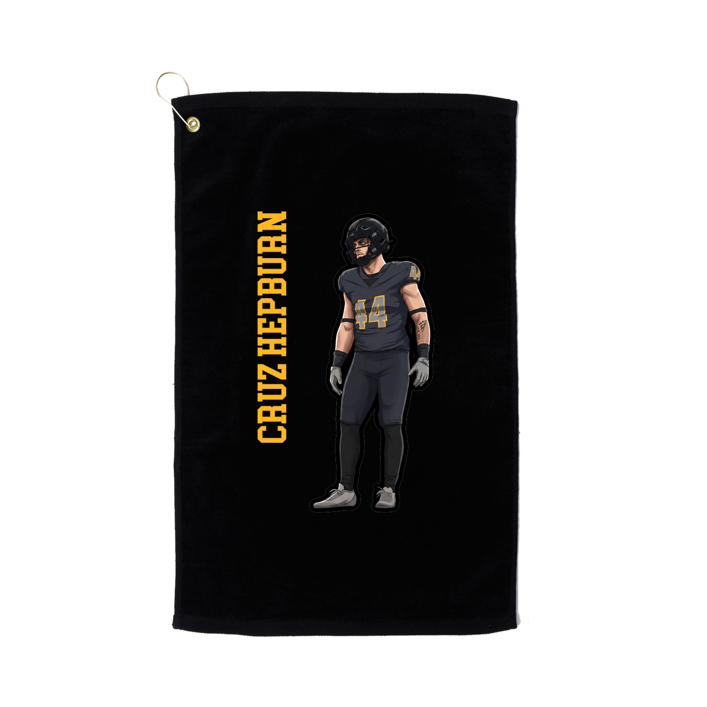 Golf Towel — Name Vertical in Black