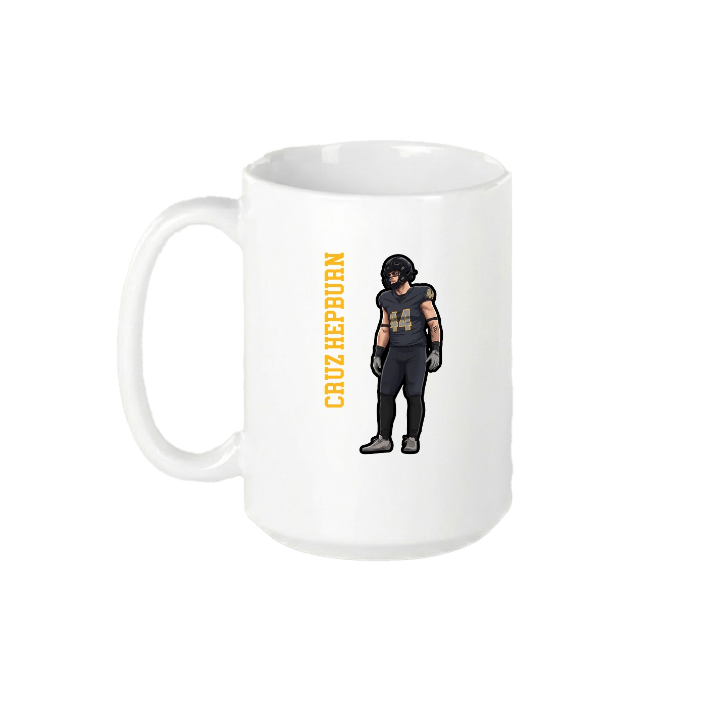 15oz Coffee Mug — Name Vertical in White