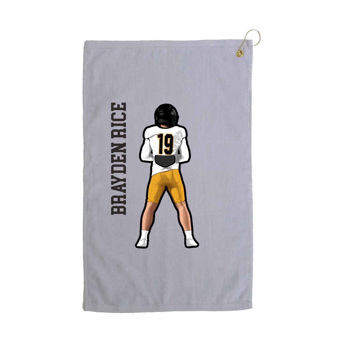 Golf Towel — Name Vertical in Grey