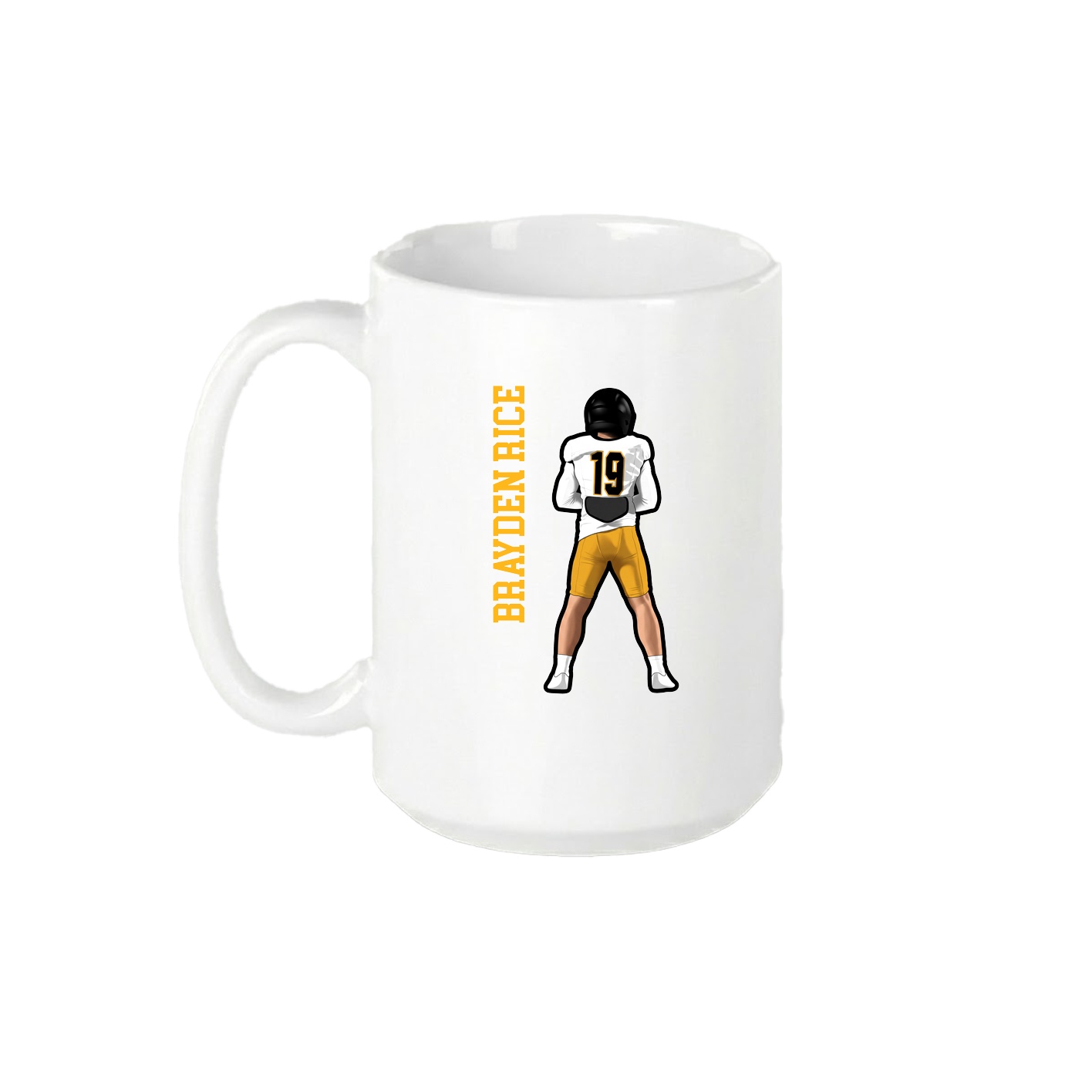 15oz Coffee Mug — Name Vertical in White