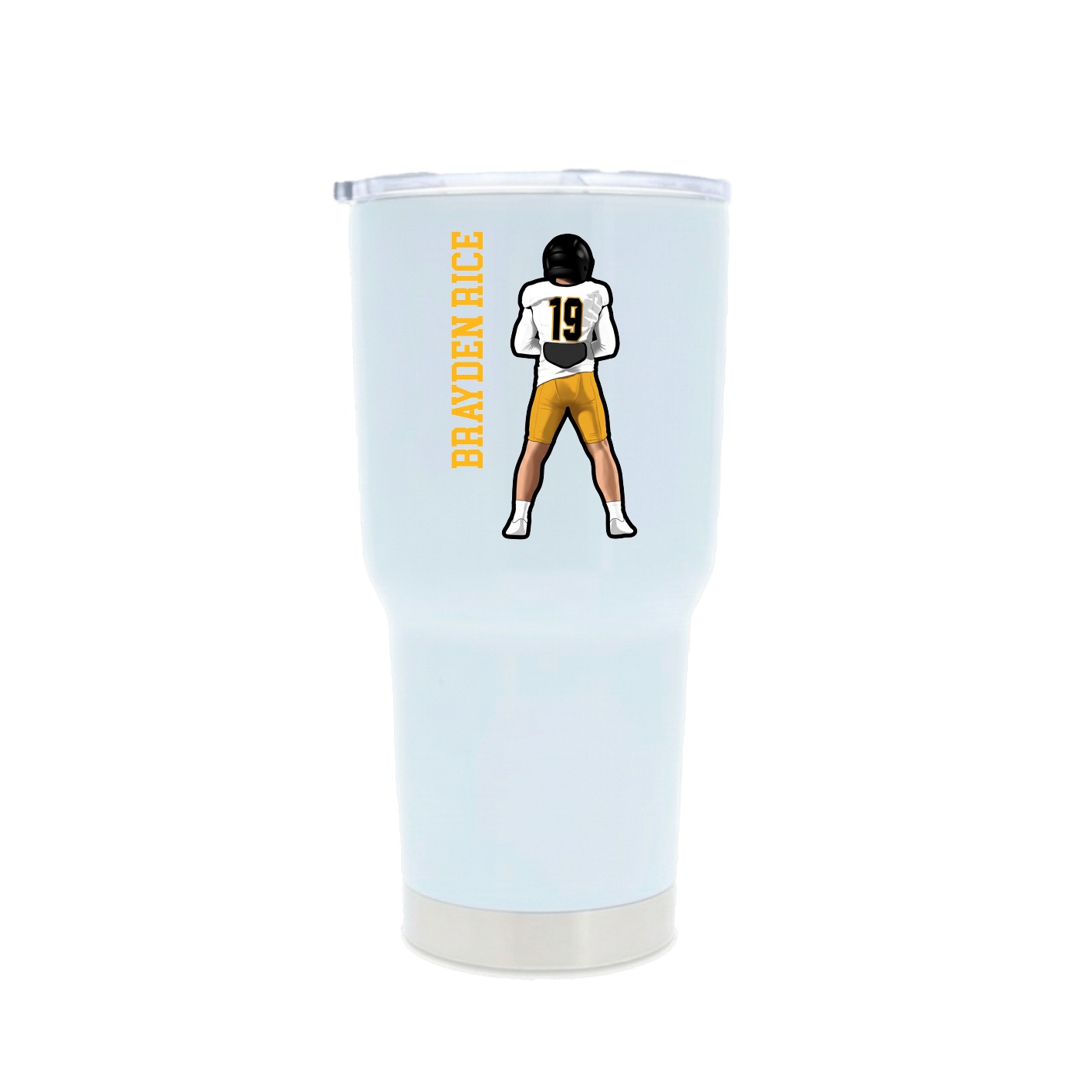 30oz Stainless Steel Tumbler — Name Vertical in White