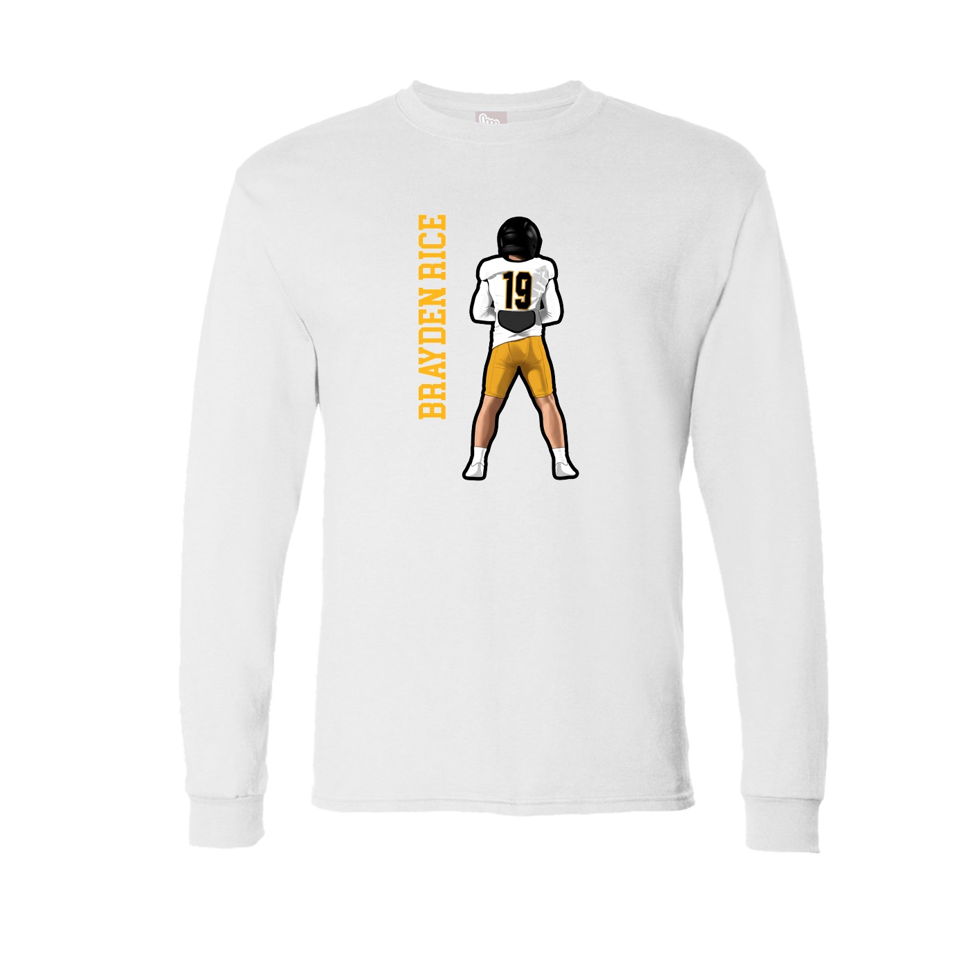 Long Sleeve Tee — Name Vertical in White