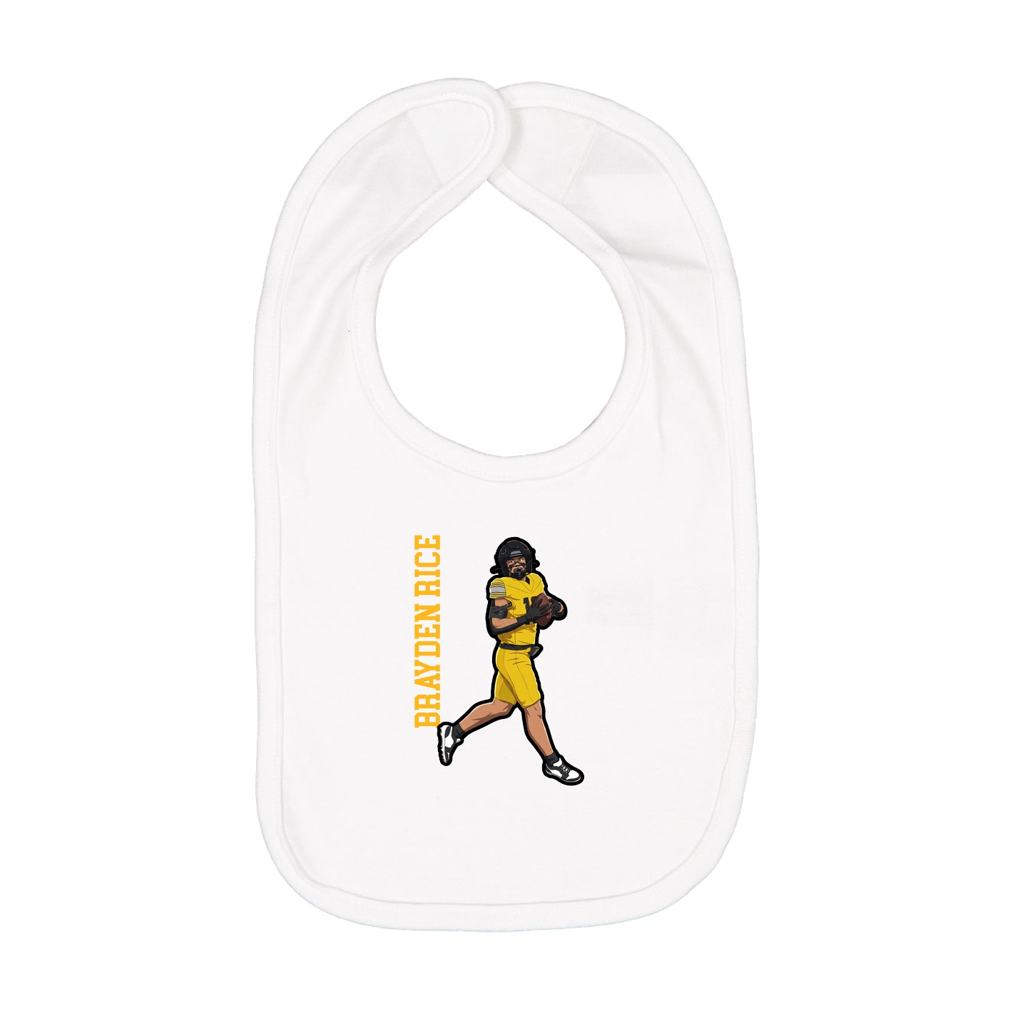 Infant Bib — Name Vertical in White