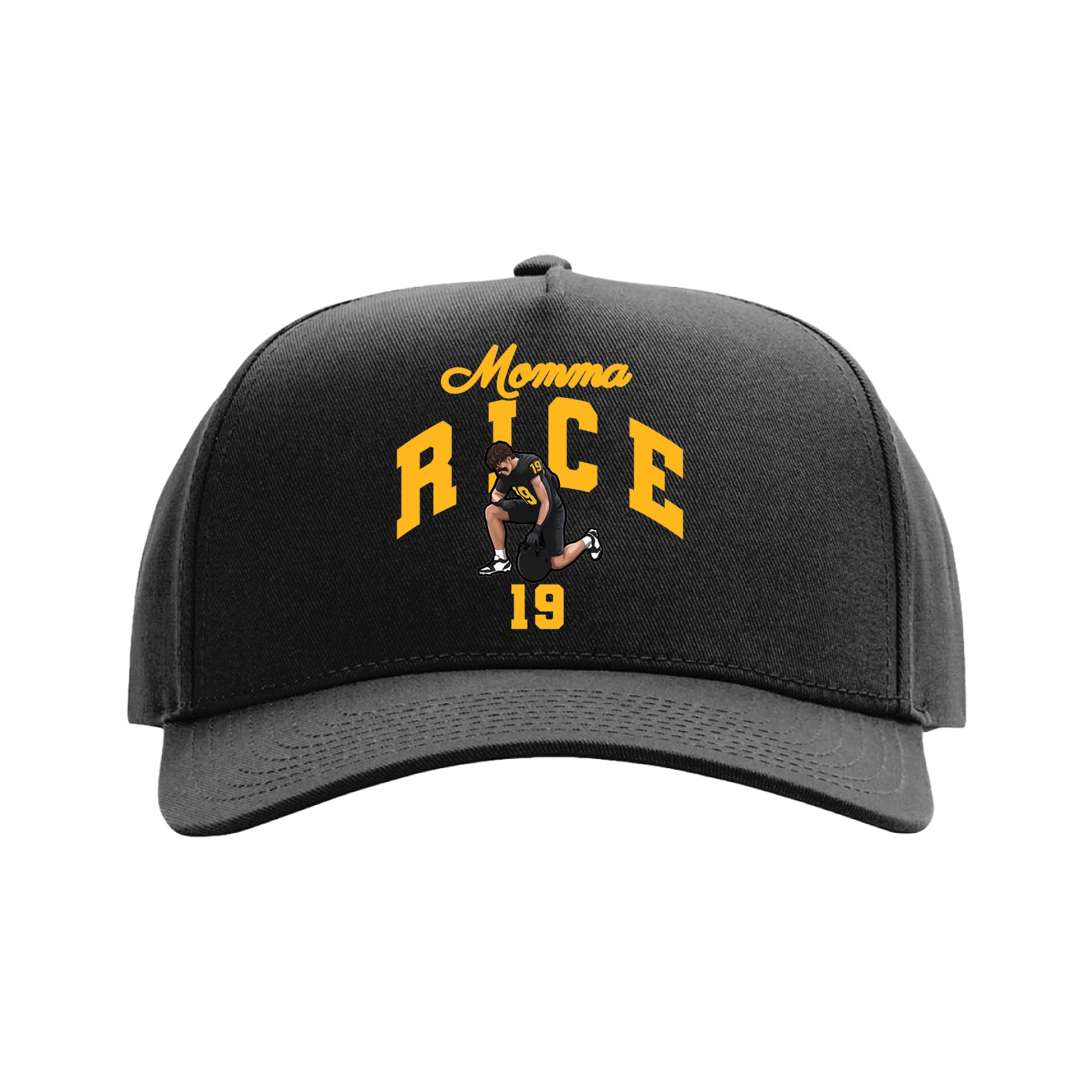 Full Fabric Five-Panel Champ Cap — Mothers Day Arch in Black