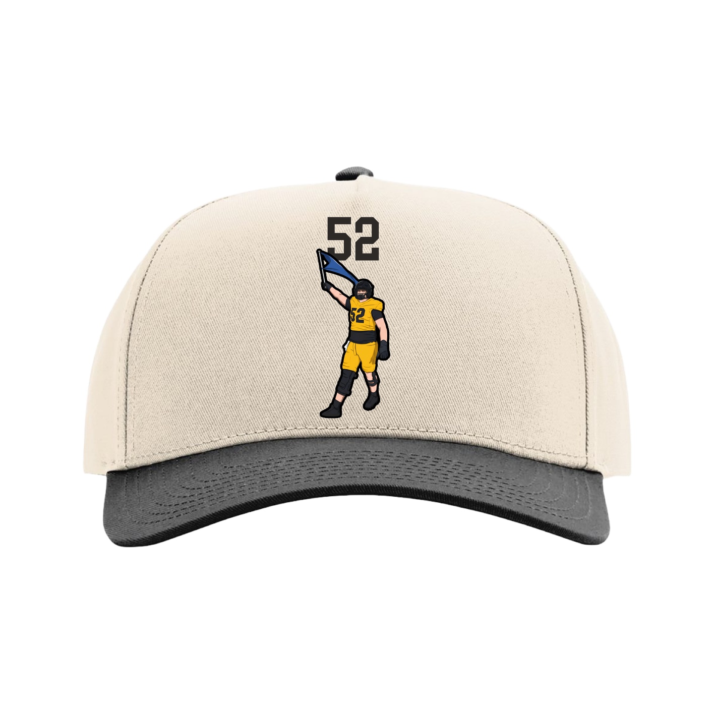 Full Fabric Five-Panel Champ Cap — Number Top in Cream/Black