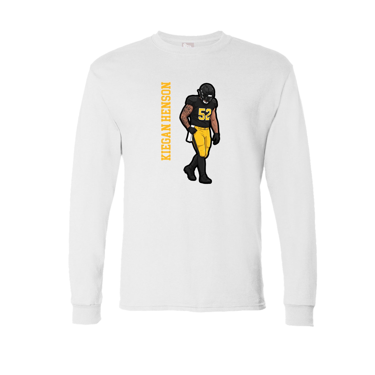 Long Sleeve Tee — Name Vertical in White