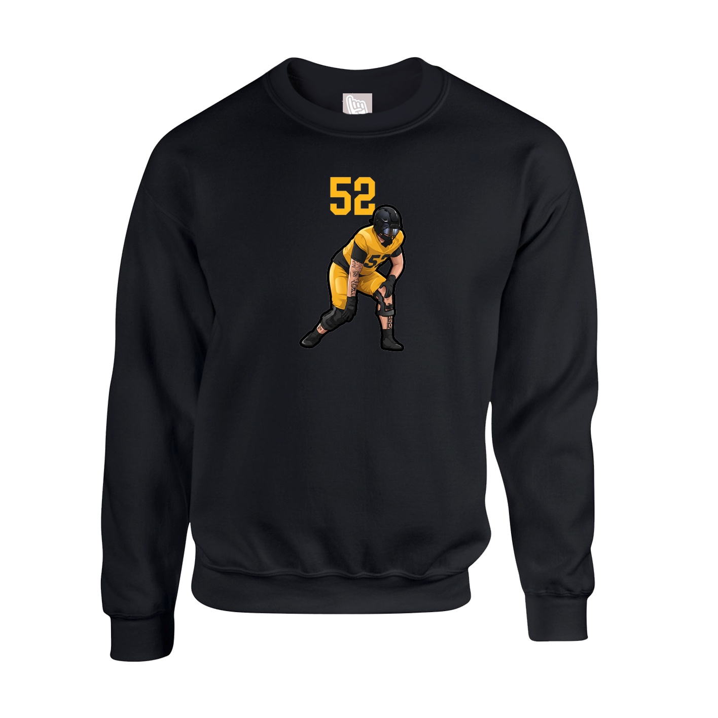 Fleece Crew — Number Top in Black