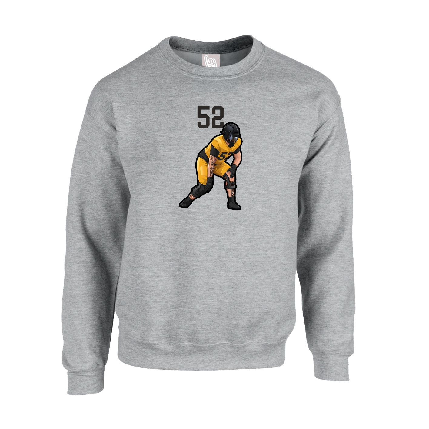 Fleece Crew — Number Top in Grey