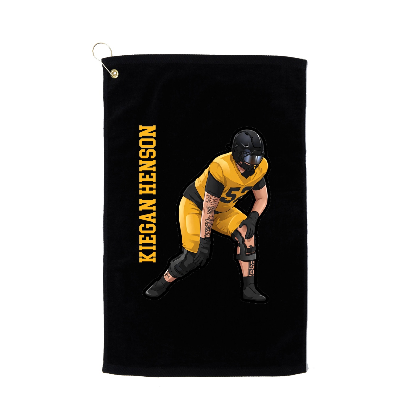 Golf Towel — Name Vertical in Black