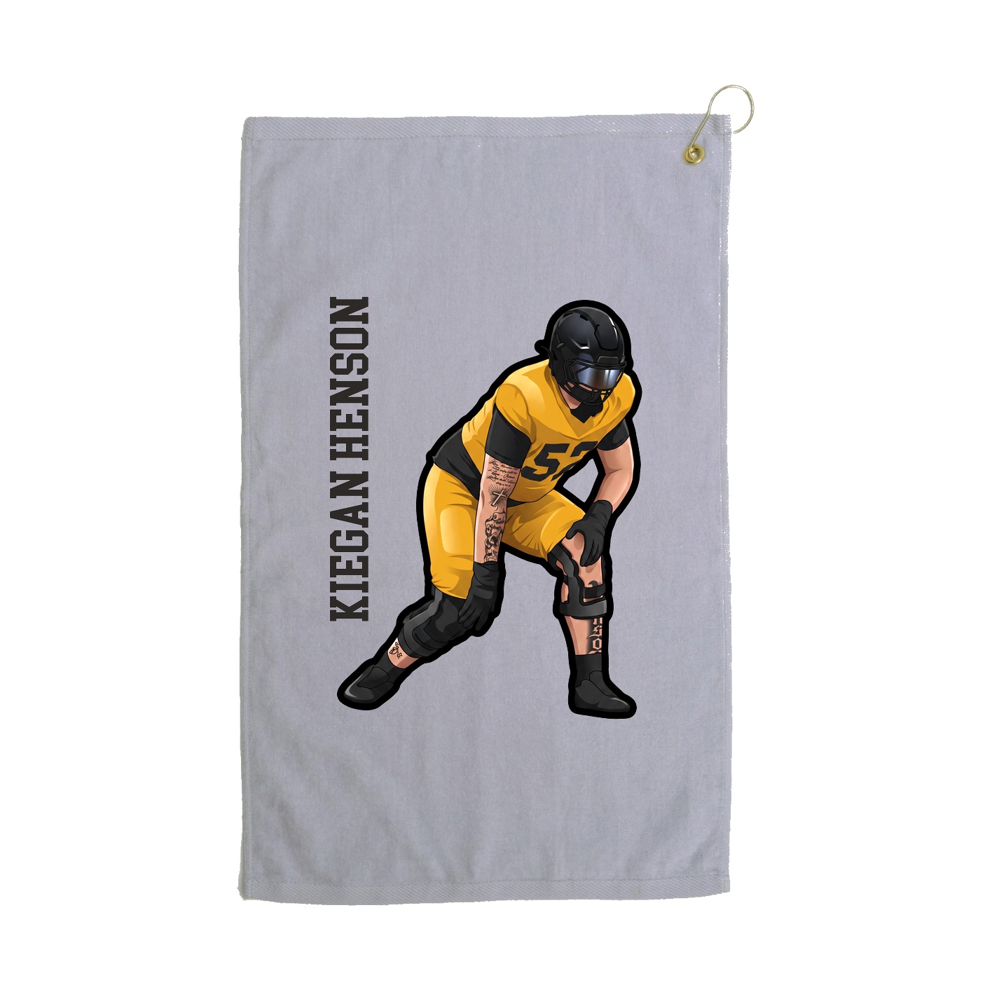 Golf Towel — Name Vertical in Grey