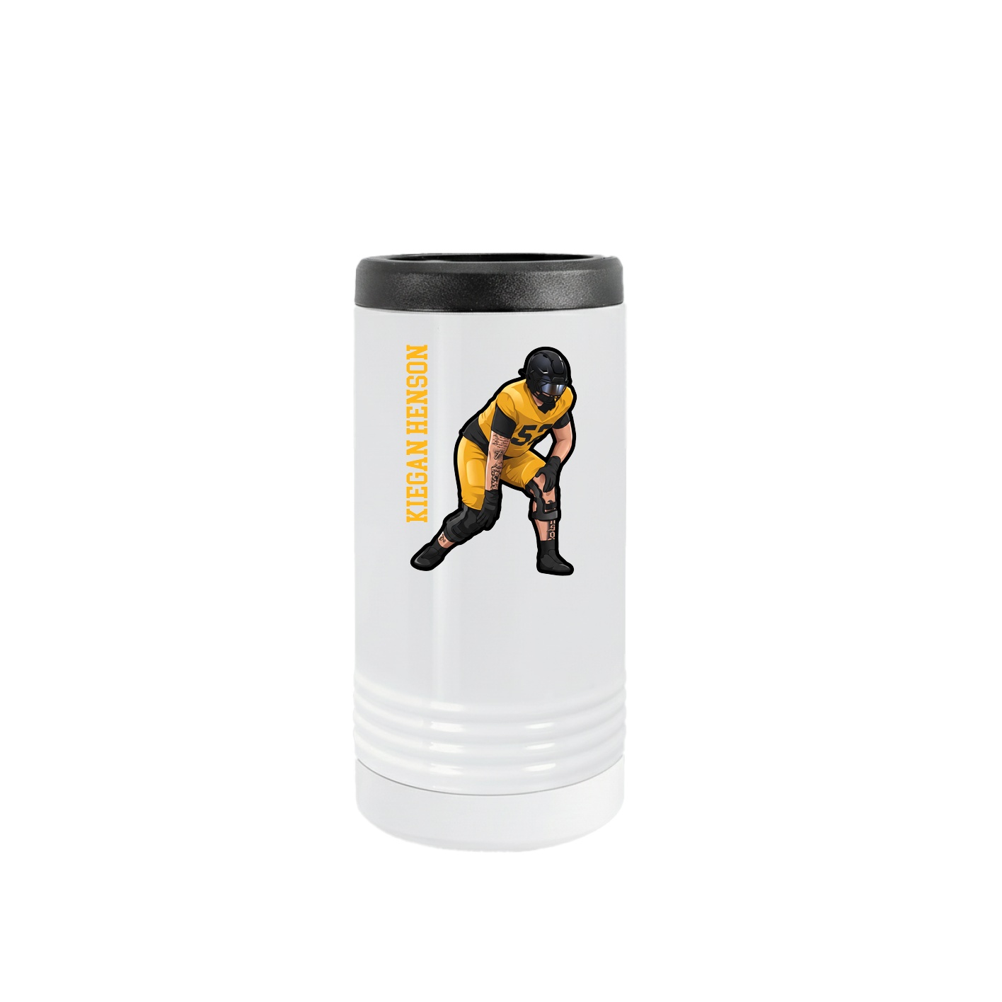 Slim Beverage Holder — Name Vertical in White