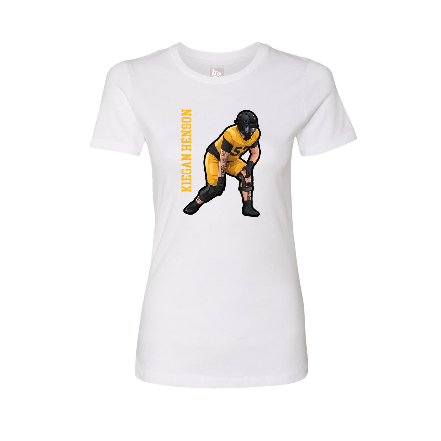 Womens Tee — Name Vertical in White