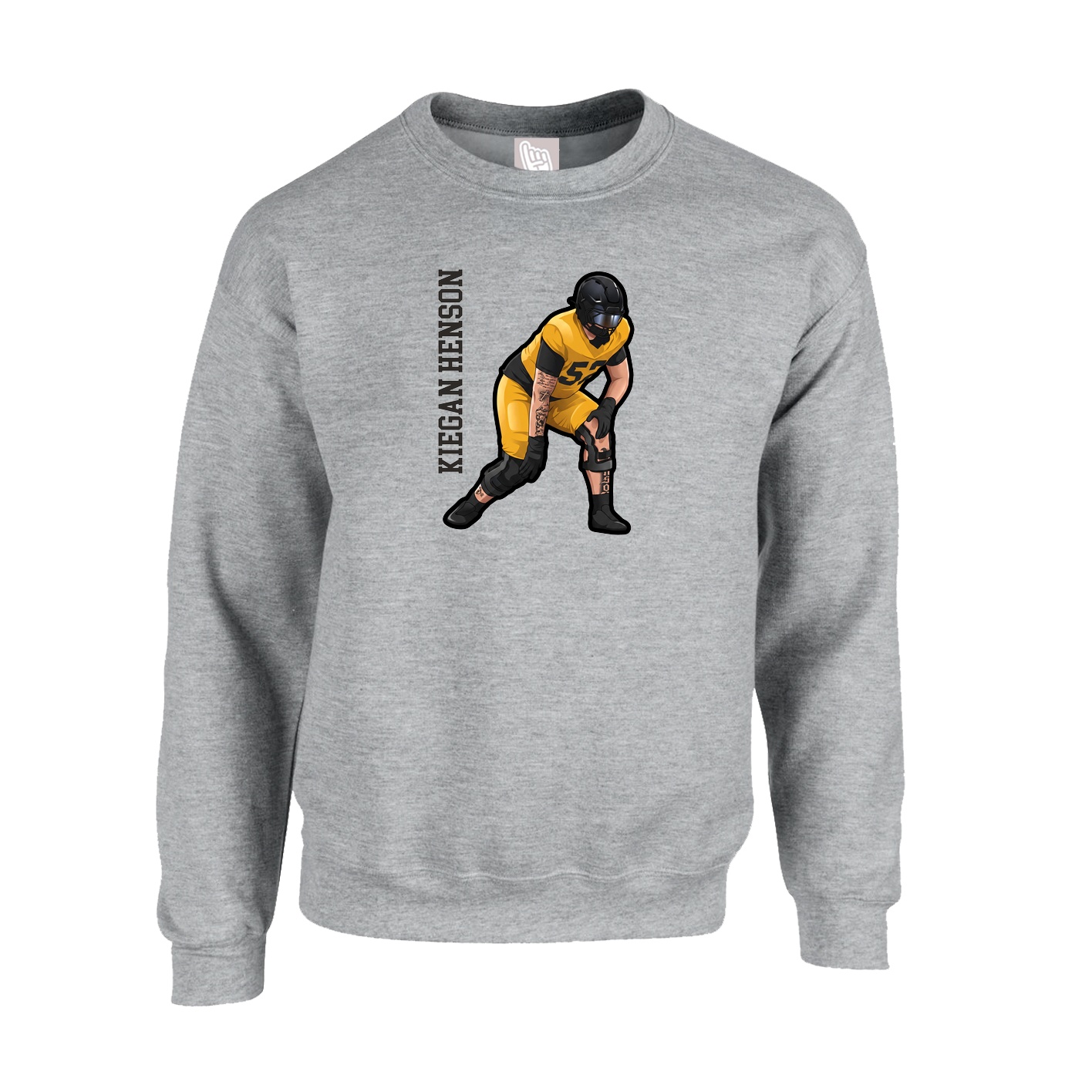 Fleece Crew — Name Vertical in Grey