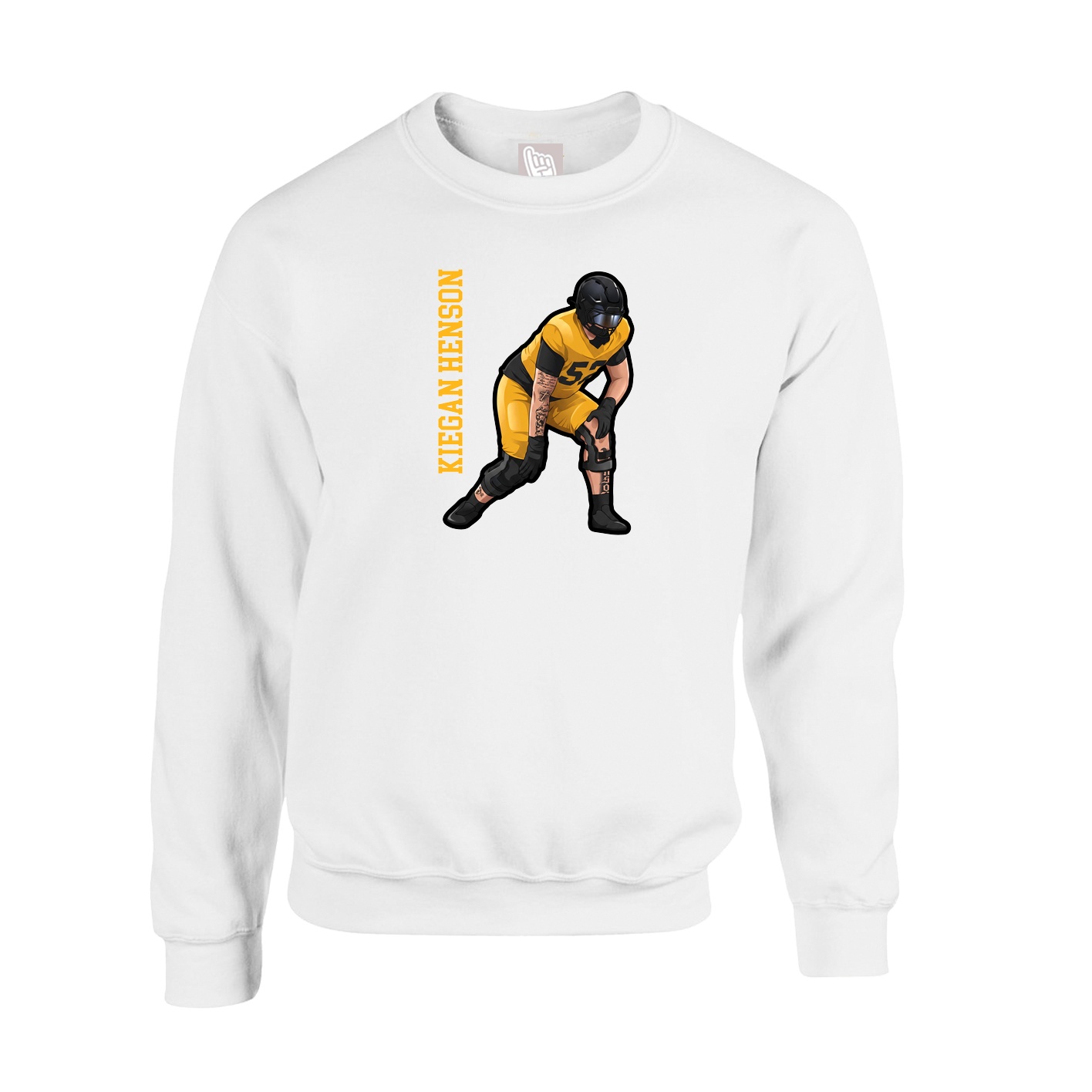 Fleece Crew — Name Vertical in White