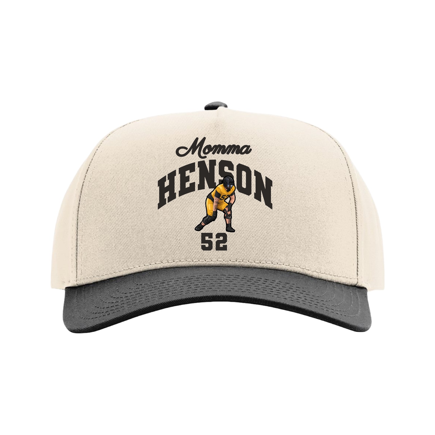 Full Fabric Five-Panel Champ Cap — Mothers Day Arch in Cream/Black